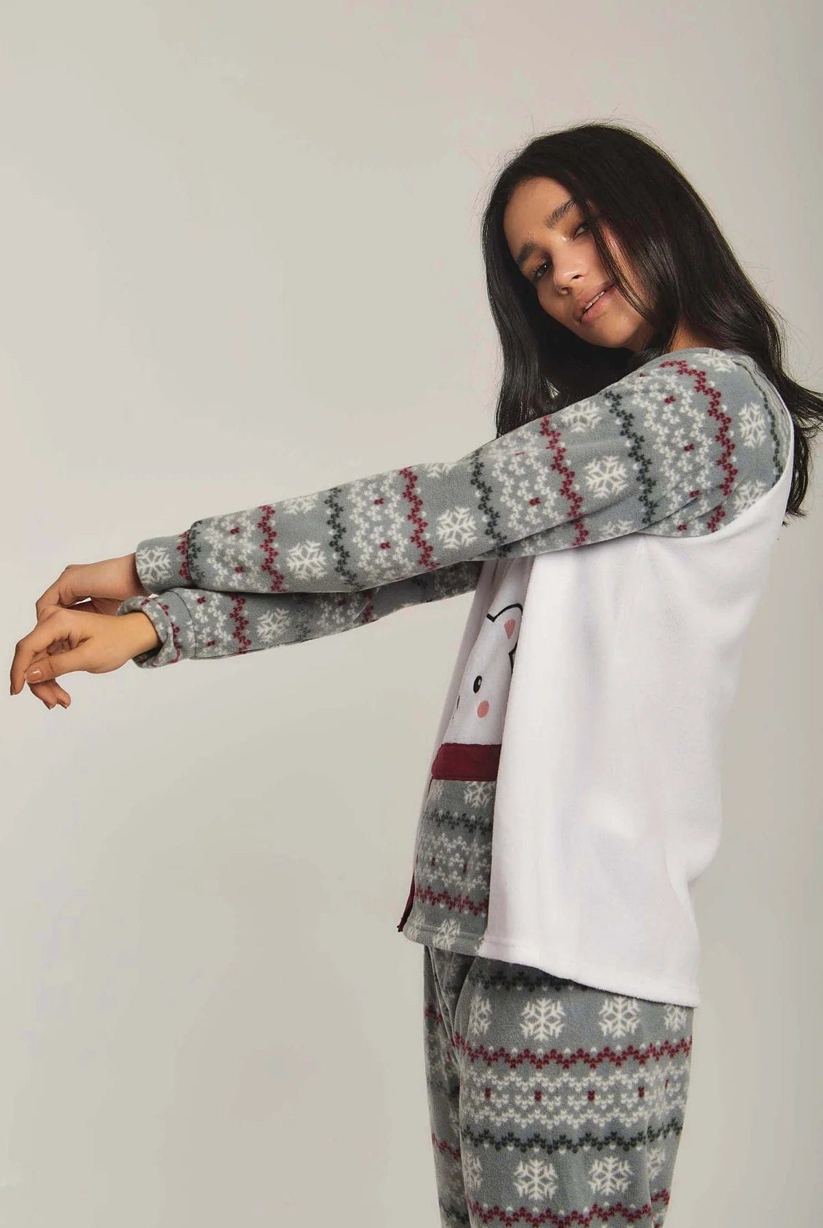 داليدرس بيجامة نسائية بطبعة دب أخضر غامق