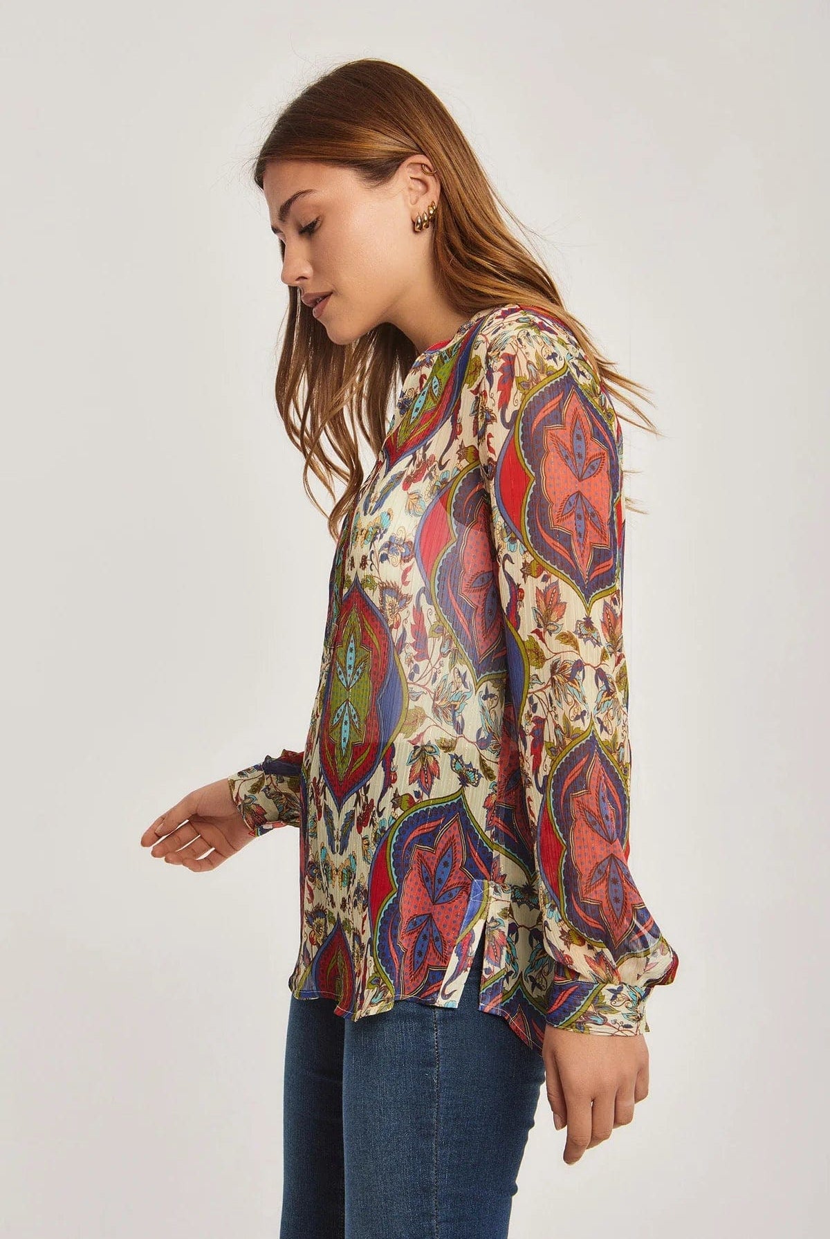 داليدرس بلوزة نسائية بنمط مطبوع طباعة إثنية