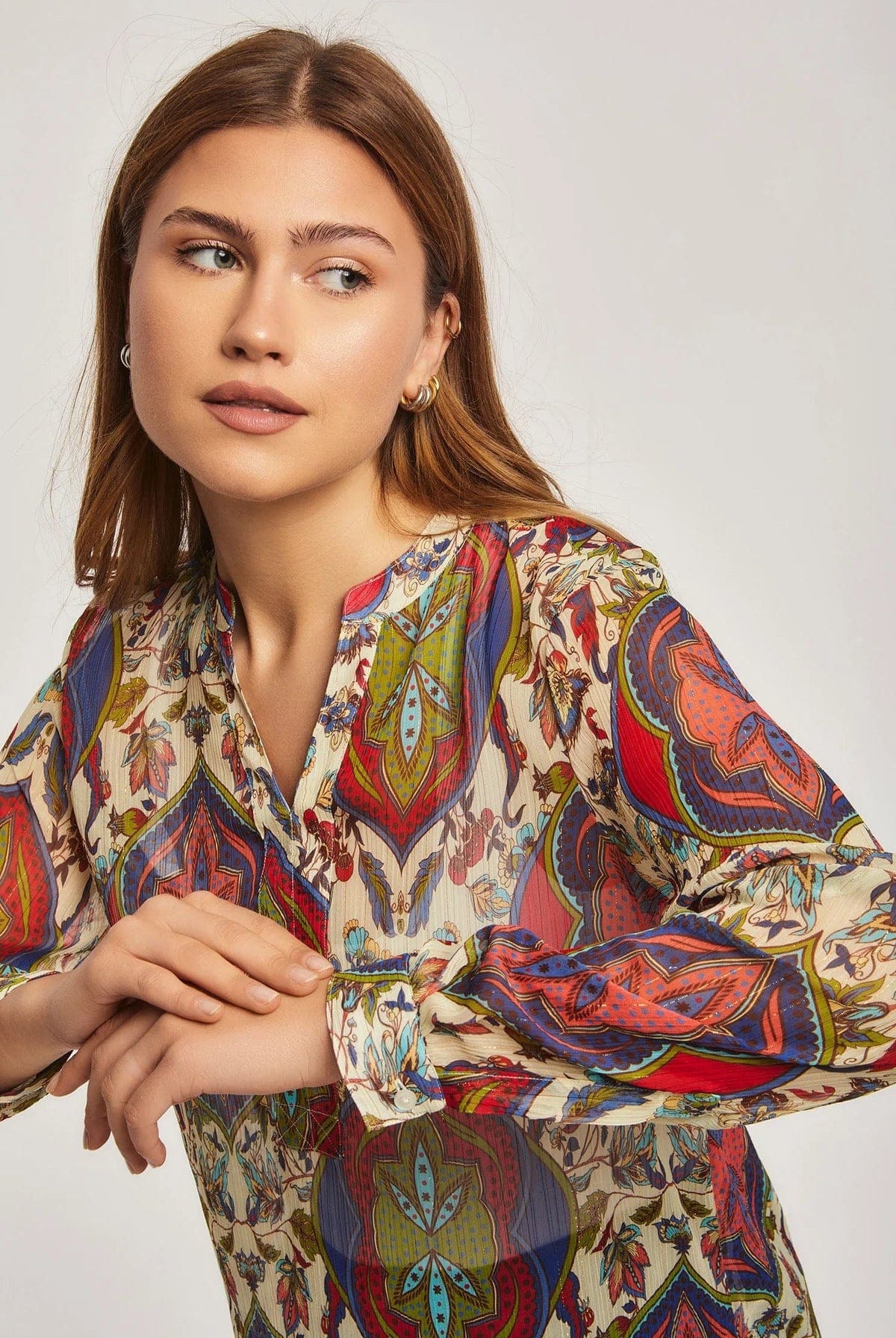 داليدرس بلوزة نسائية بنمط مطبوع طباعة إثنية