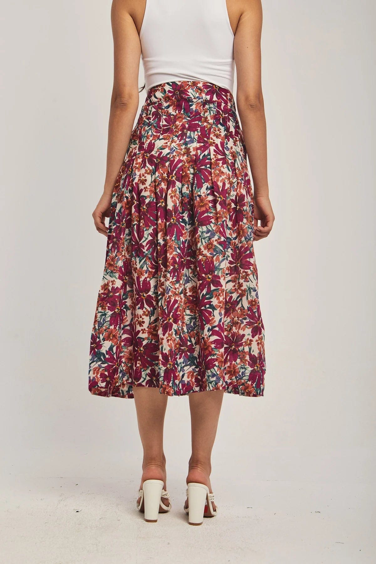 داليدرس تنورة نسائية ميدي مشجرة بأزرار أمامية متعدد الألوان