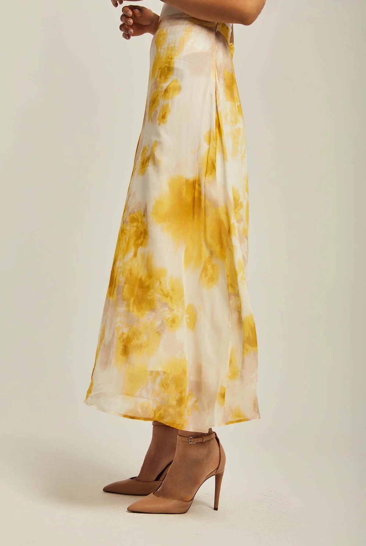 داليدرس تنورة نسائية منقوشة طويلة أصفر بريمروز