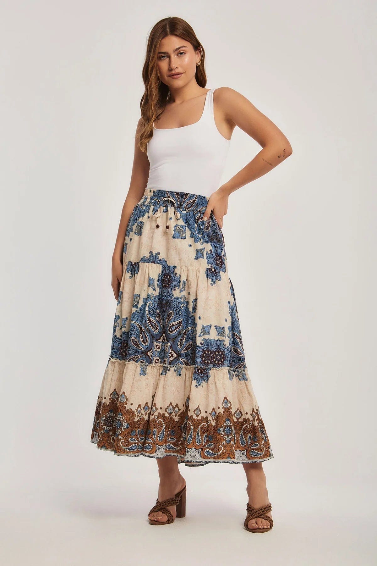 داليدرس تنورة نسائية منقوشة متعدد الألوان