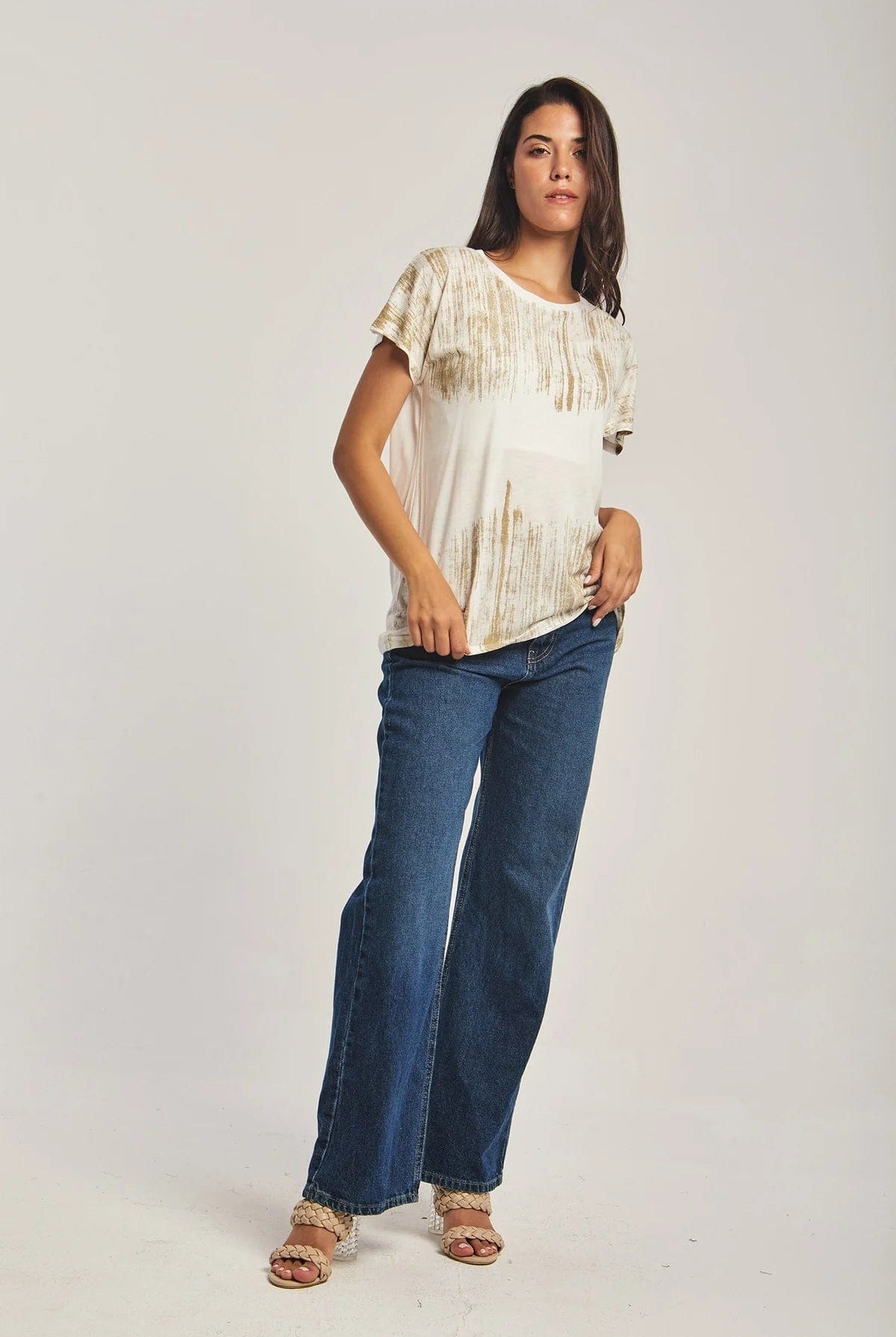 داليدرس تيشرت نسائي نص كم مطبوع