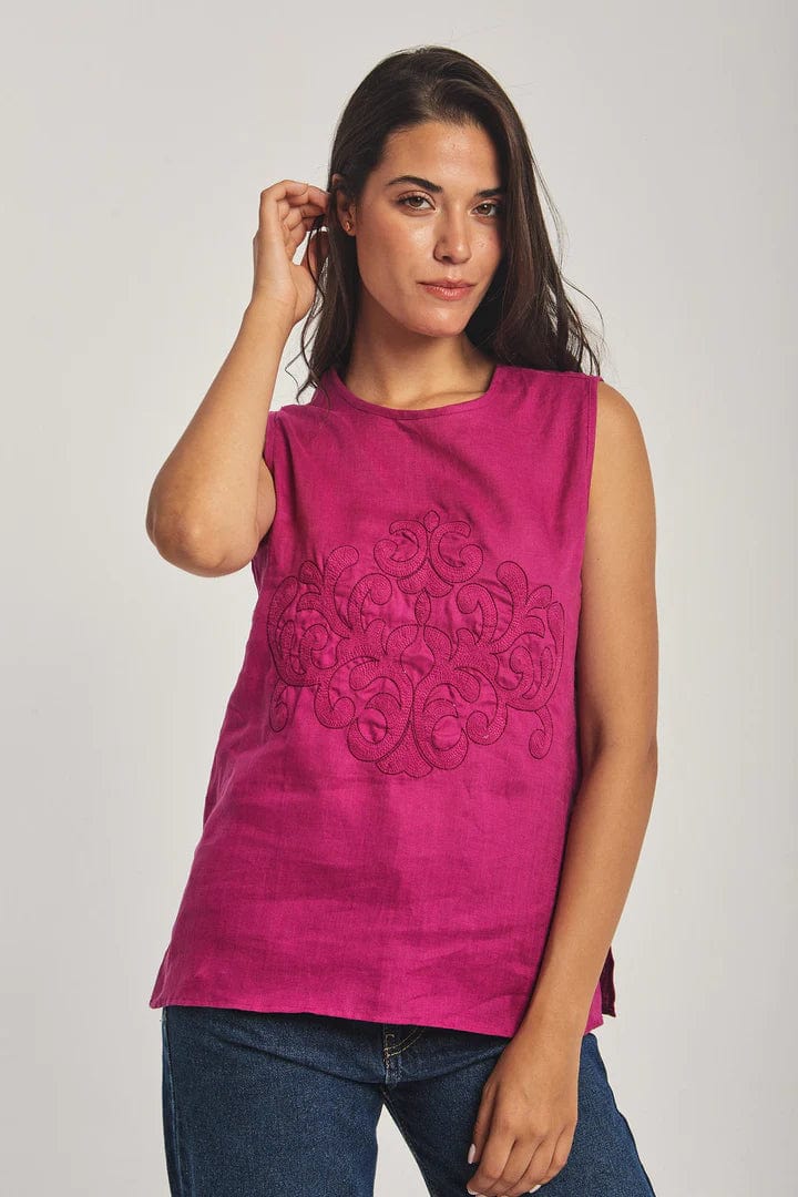 داليدرس تانك توب نسائي بتطريز على الصدر