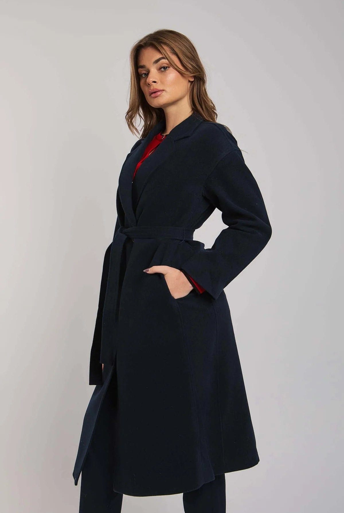 داليدرس بالطو طويل سادة كم طويل نسائي أسود سحلبي