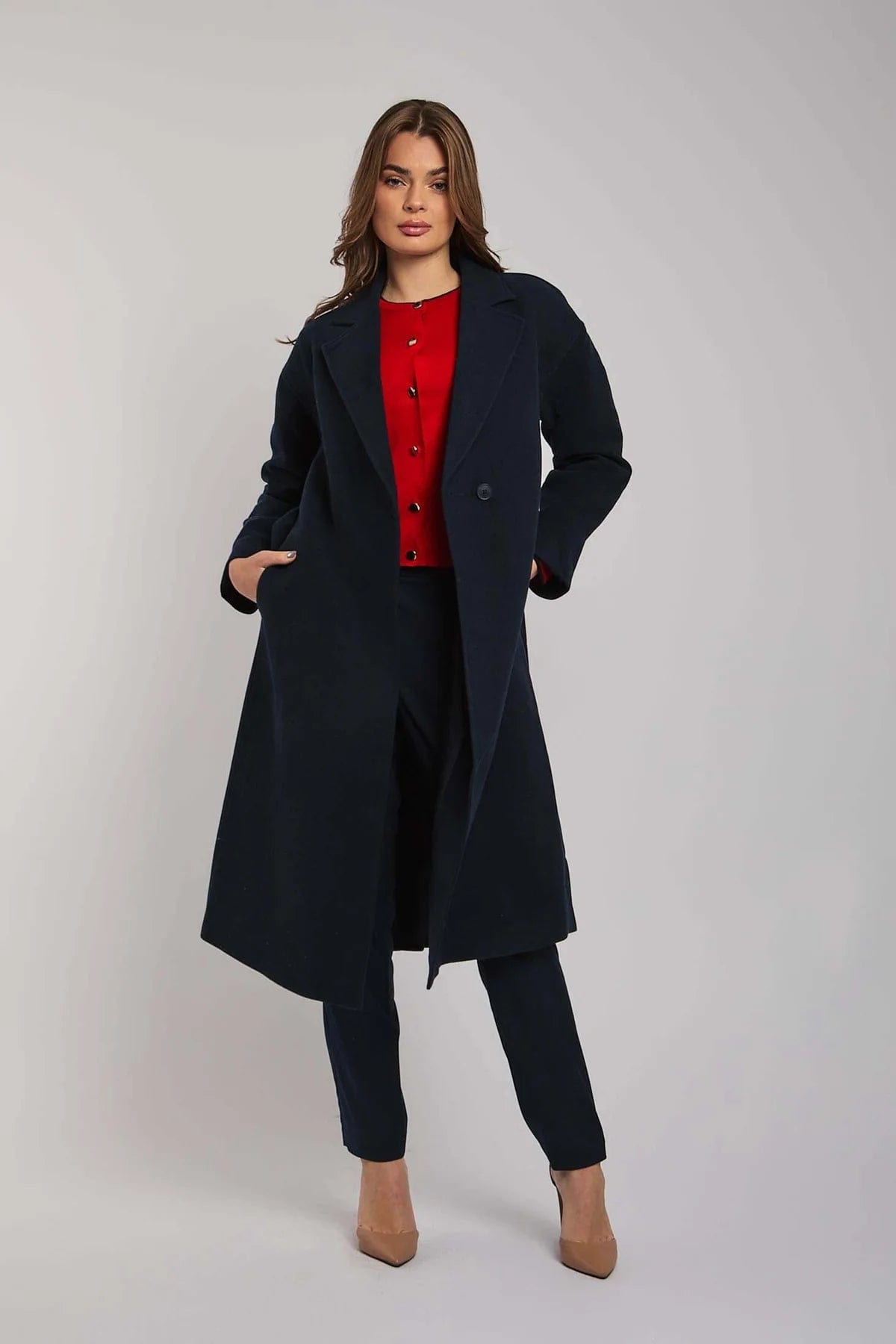 داليدرس بالطو طويل سادة كم طويل نسائي أسود سحلبي