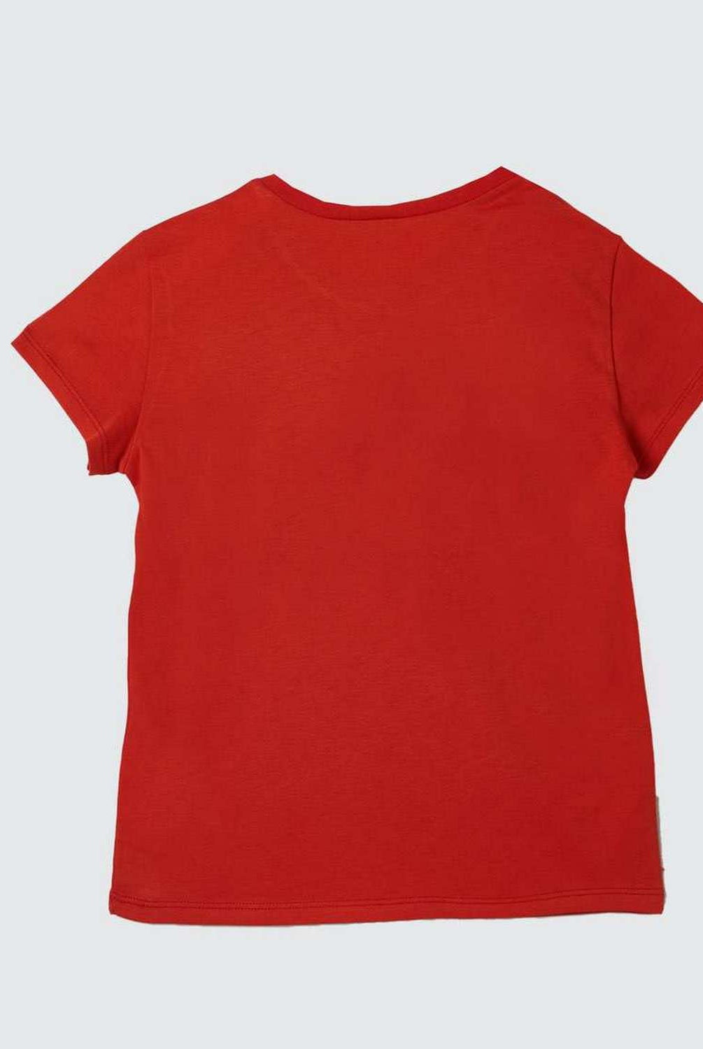 يونايتد كولورز اوف بينيتون تيشيرت قطن بنسبة 100% مع شعار كم قصير بناتي