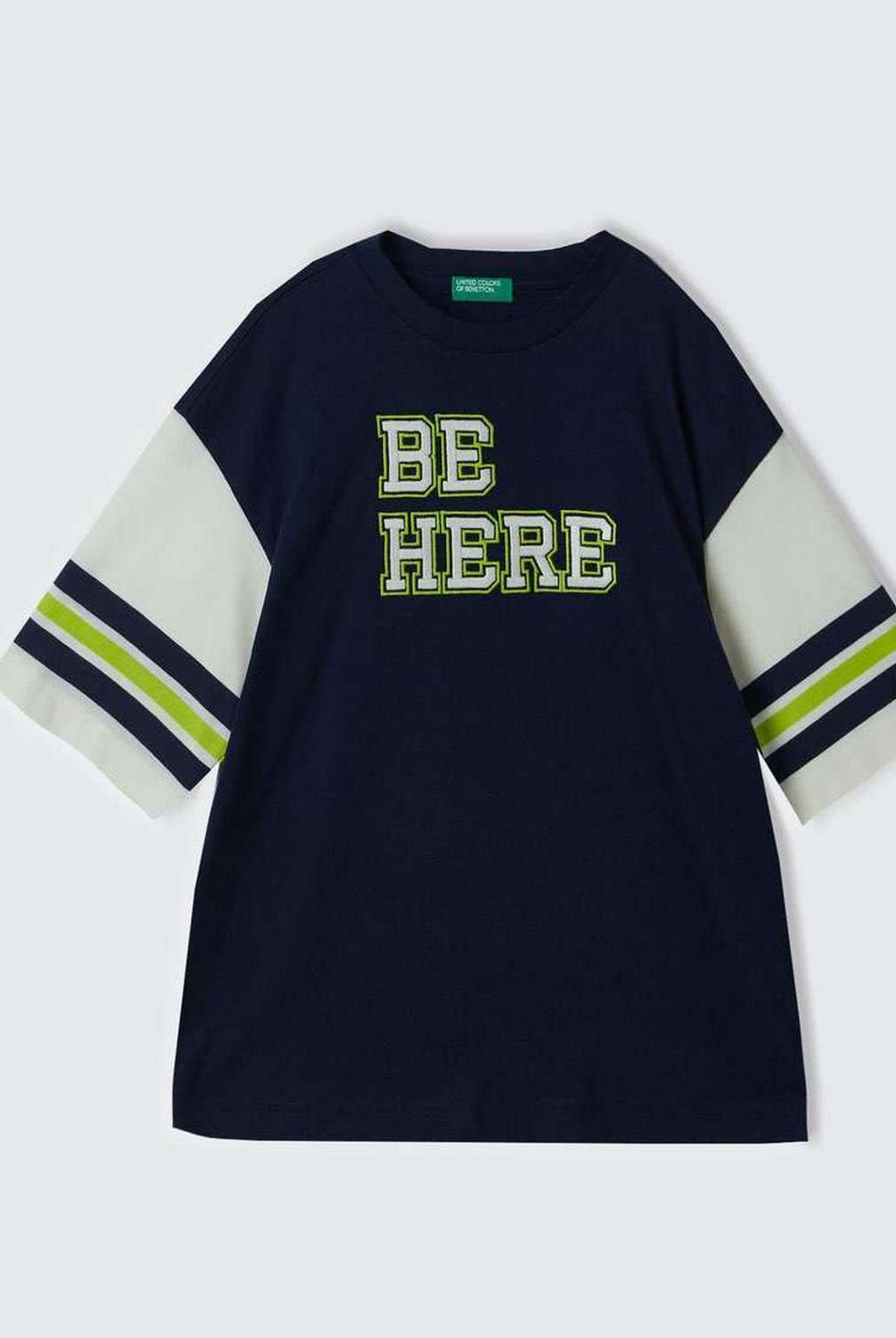 يونايتد كولورز اوف بينيتون تيشيرت أوفر سايز بتطريز أطفالي