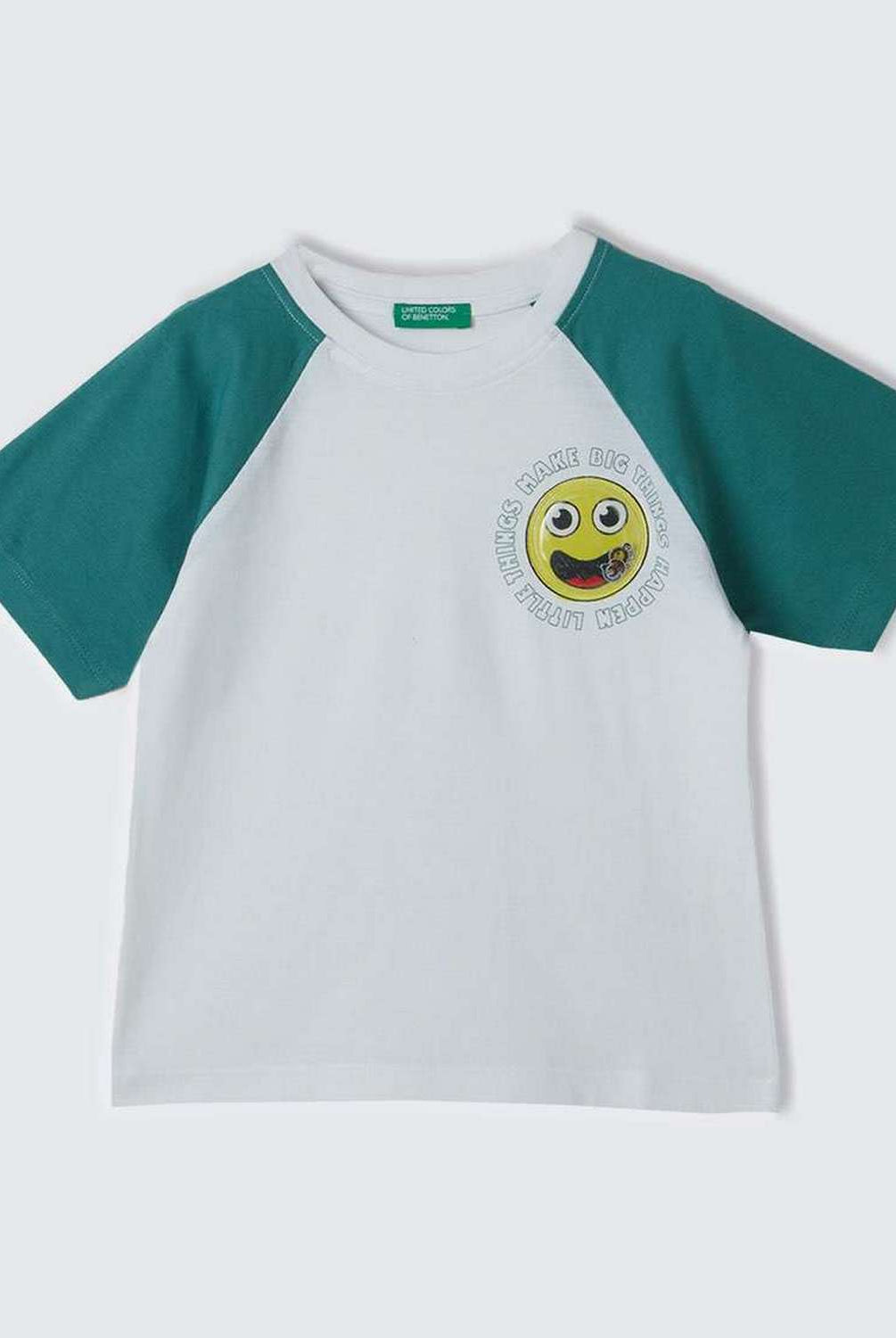 يونايتد كولورز اوف بينيتون تي شيرت بأكمام وياقة دائرية مزين بطبعة نظارة