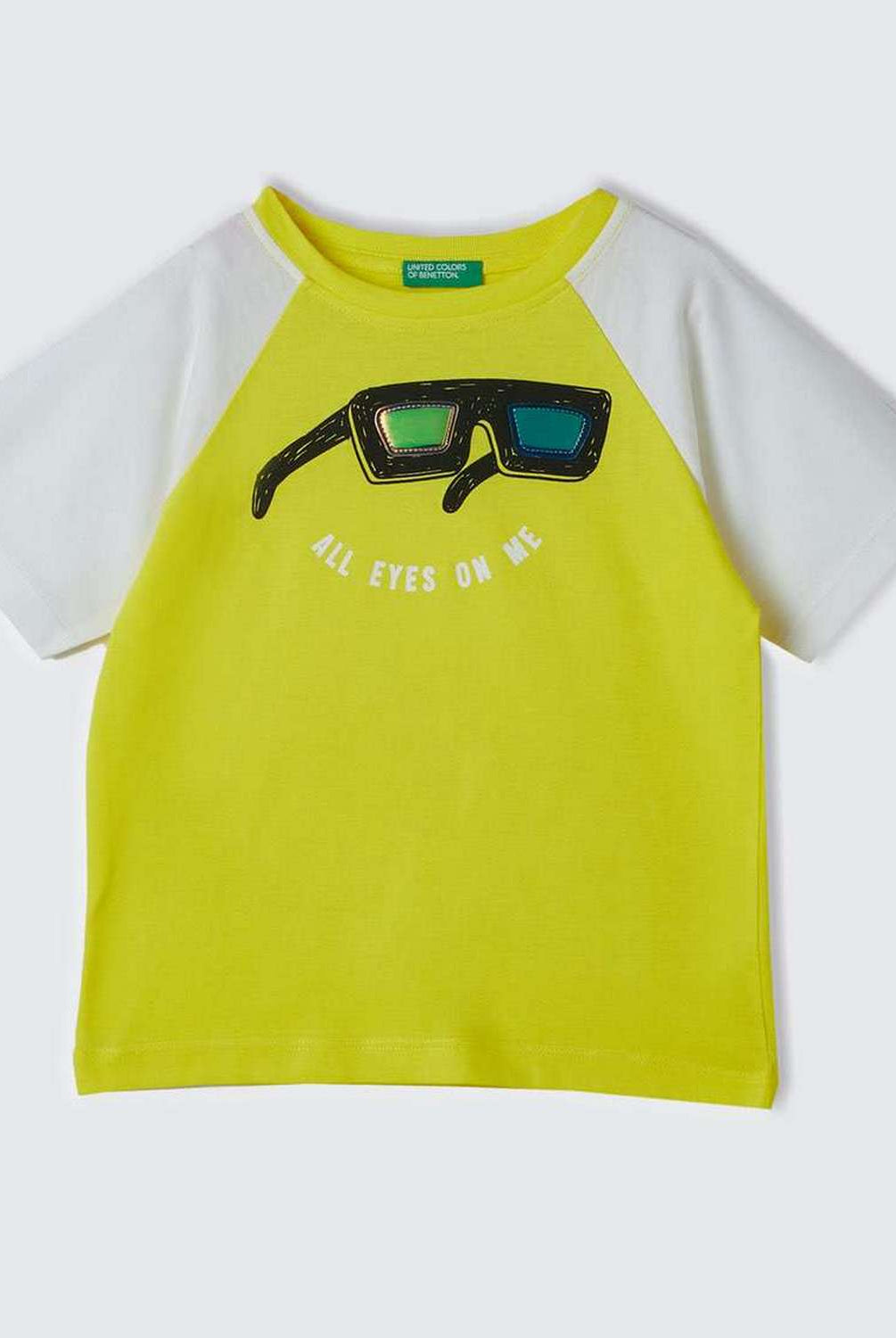 يونايتد كولورز اوف بينيتون تي شيرت بأكمام وياقة دائرية مزين بطبعة نظارة