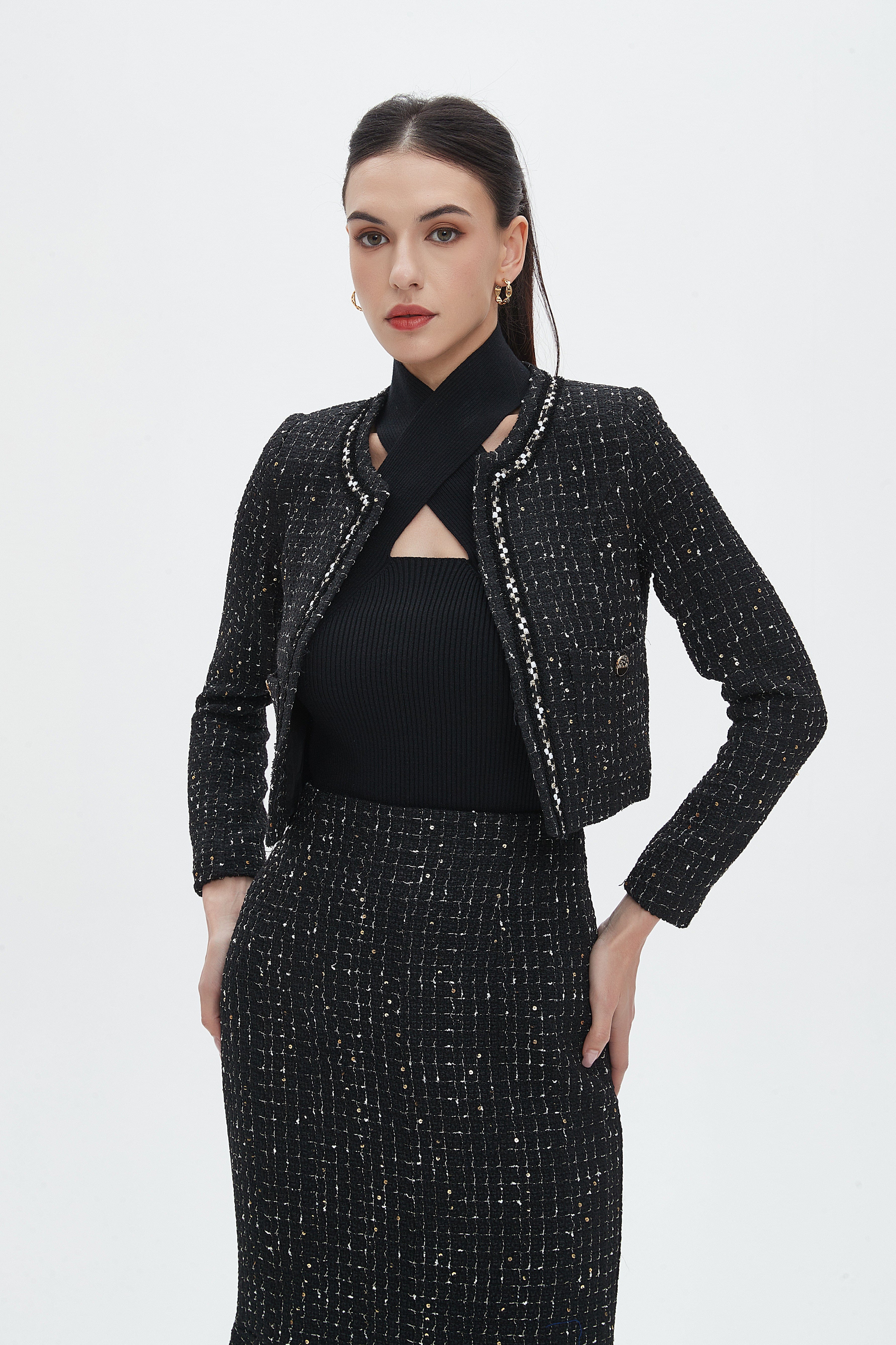 نتشي جاكيت نسائي مفتوح بكم طويل ورقبة مستديرة