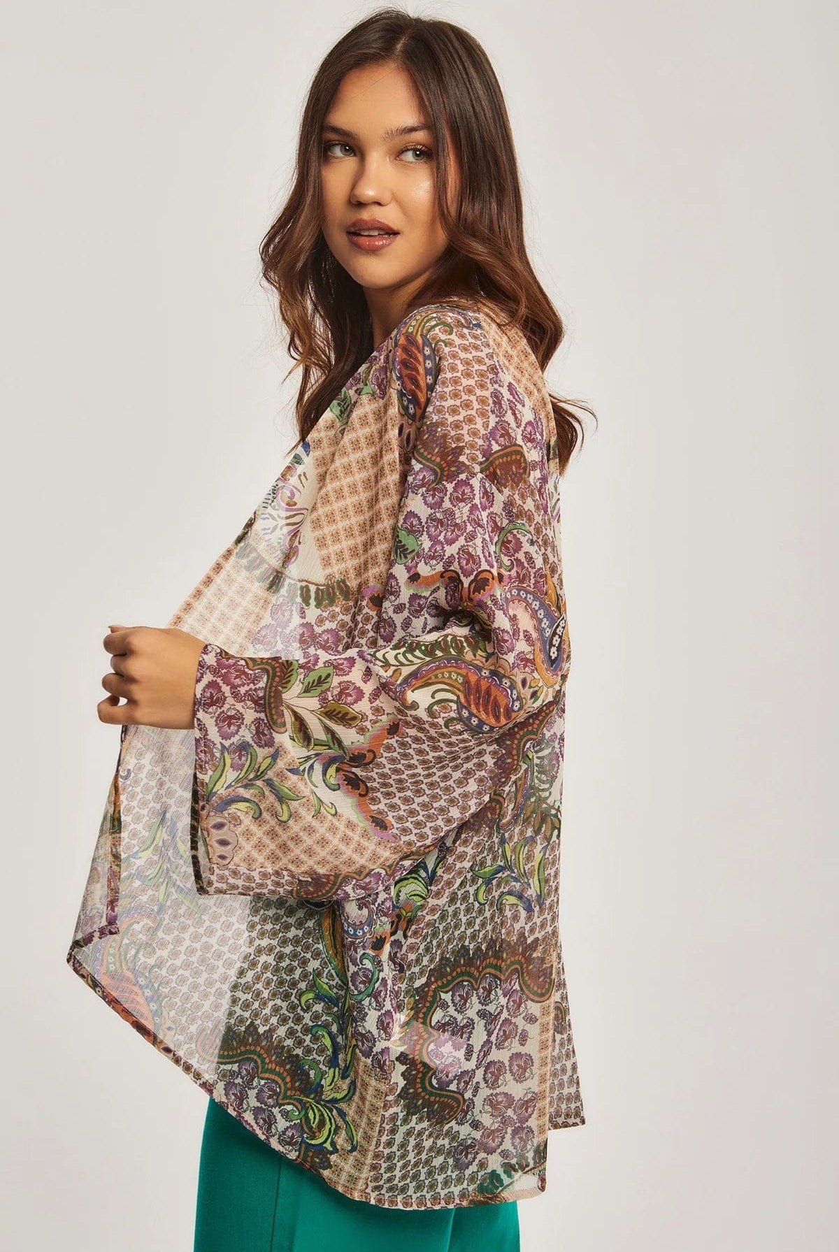 داليدرس كيمونو نسائي منقوش شفاف متعدد الألوان