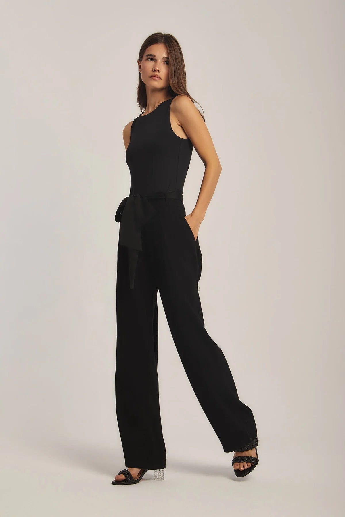 داليدرس بنطلون واسع سادة طويل نسائي أسود