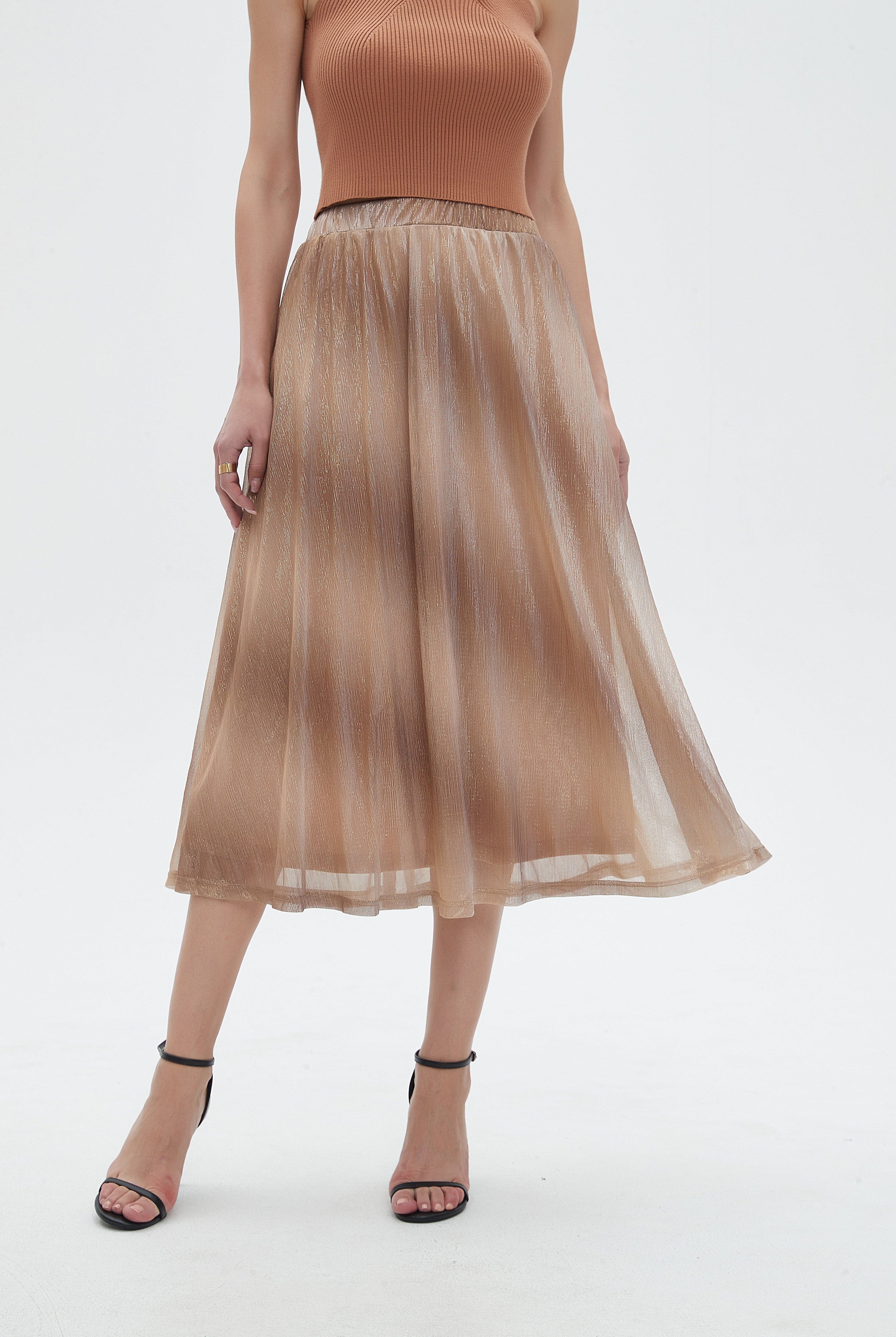 نتشي تنورة ميدي نسائية بخيوط لامعة