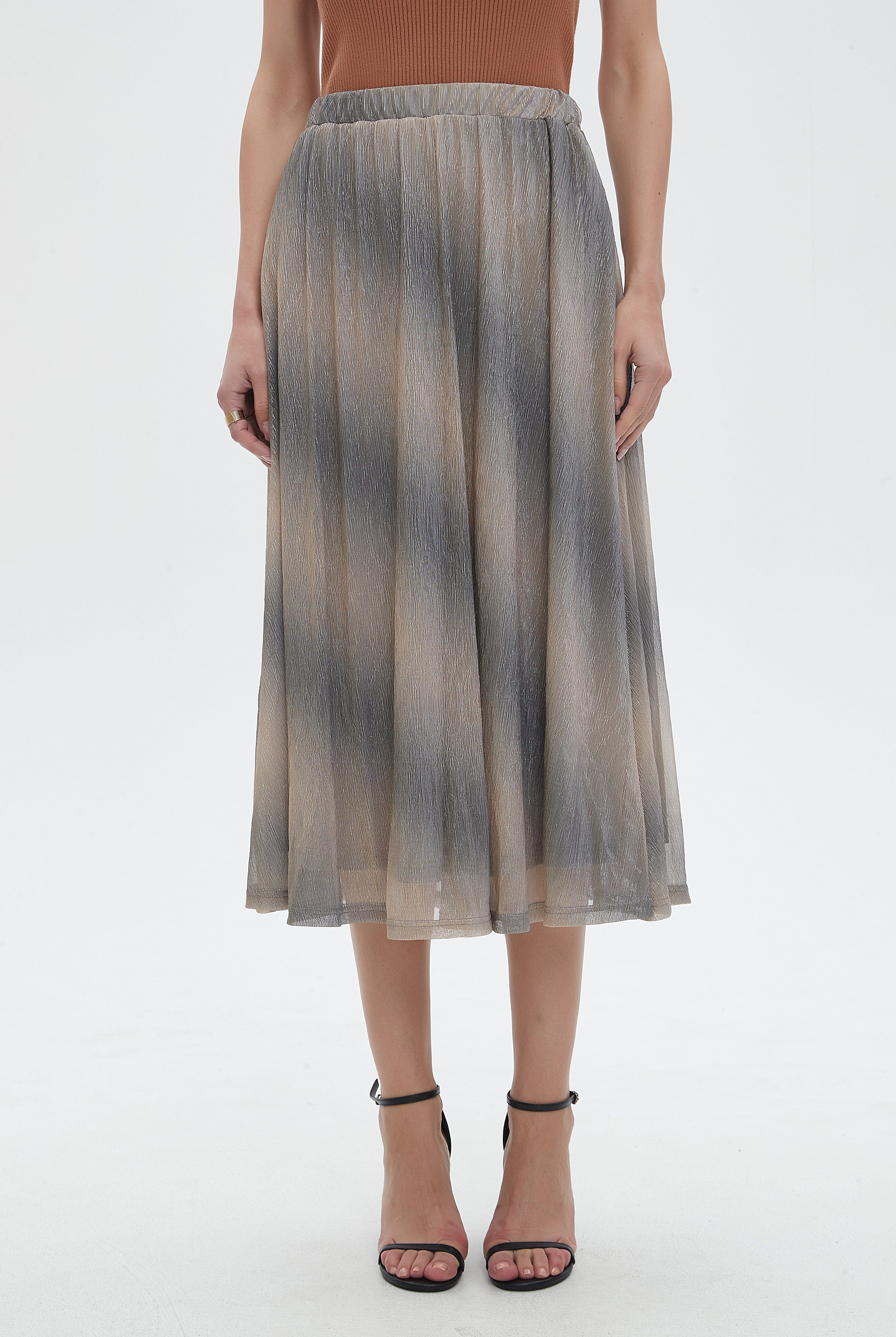 نتشي تنورة ميدي نسائية بخيوط لامعة