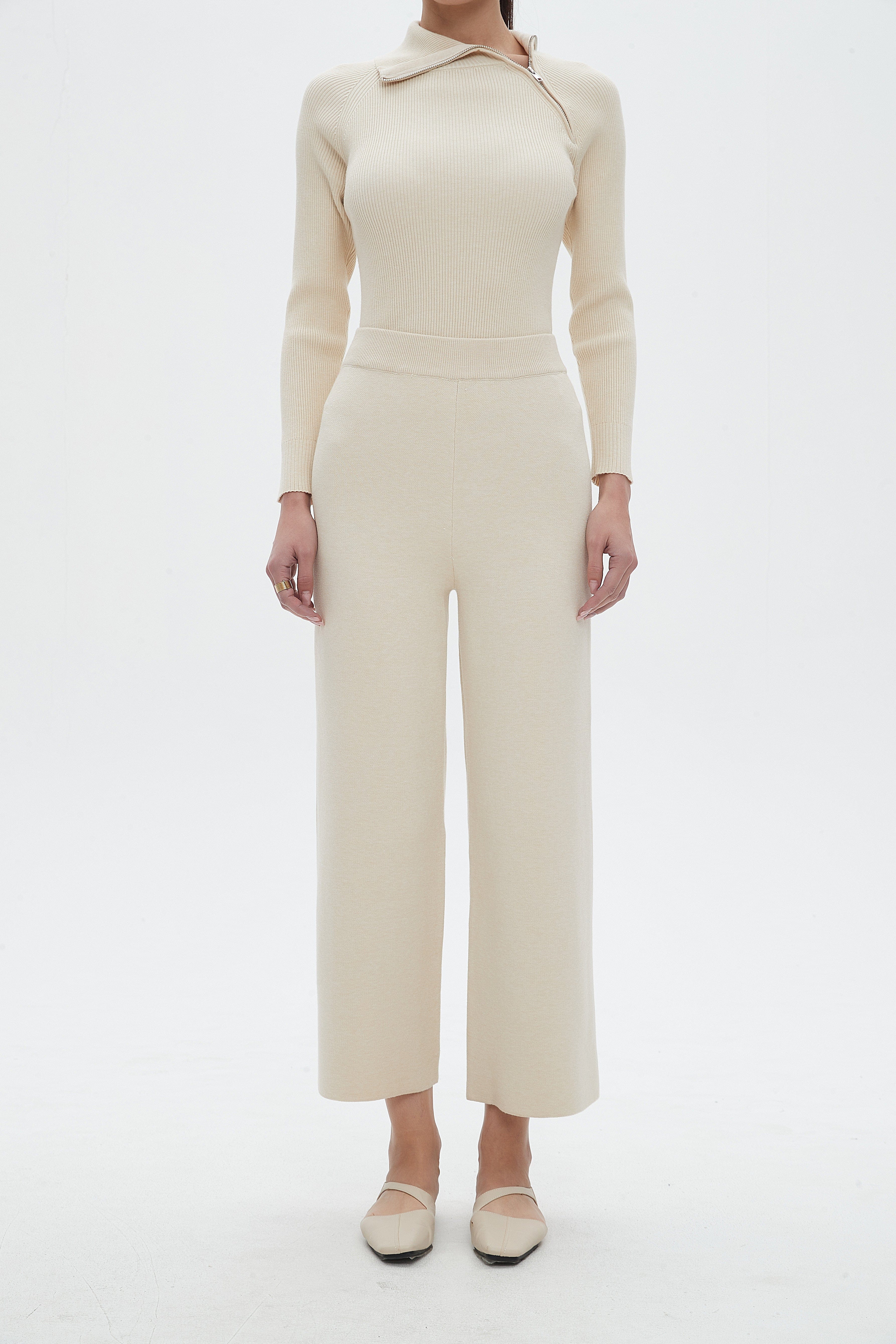 نتشي بنطلون نسائي طويل سادة برجل واسعة