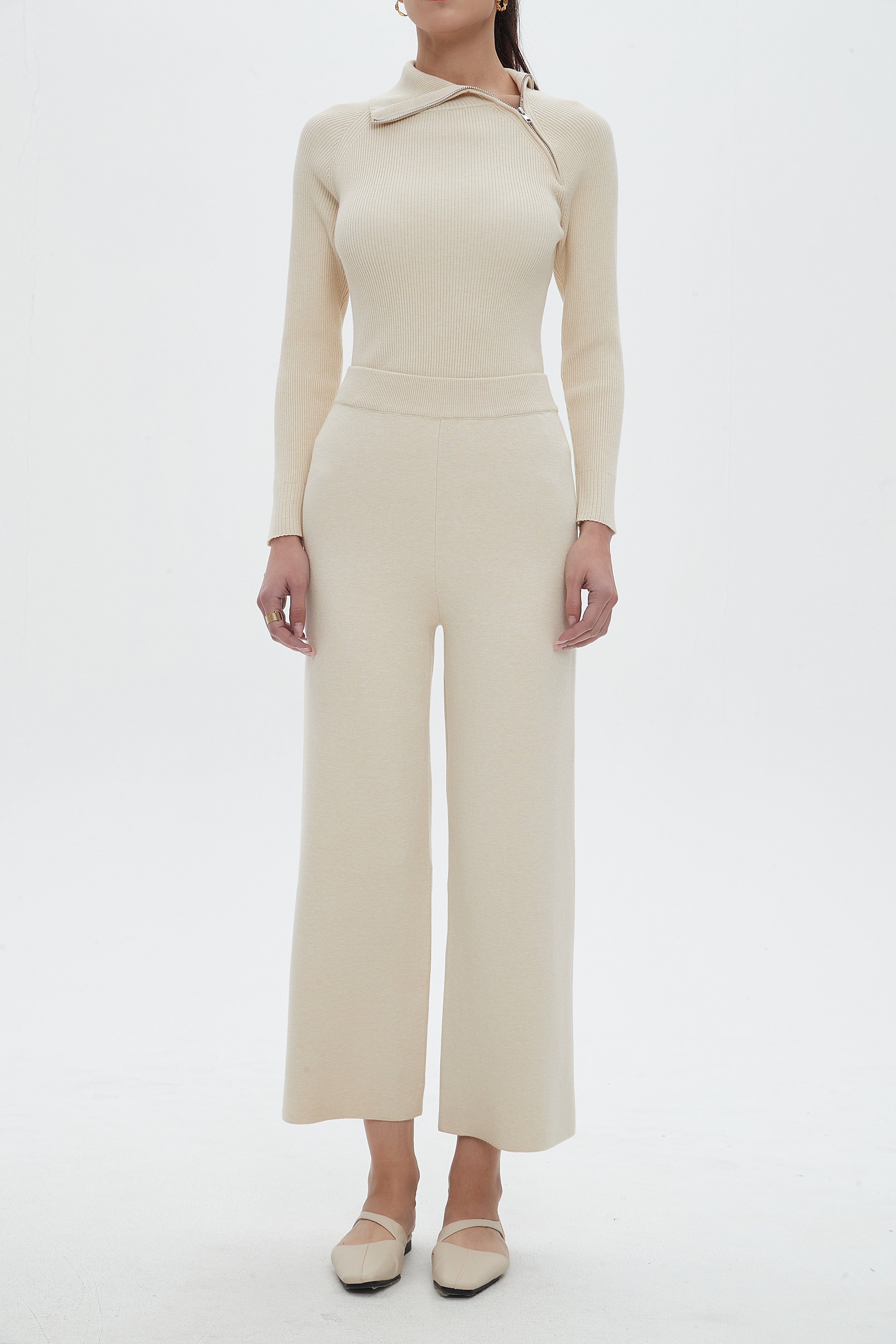 نتشي بنطلون نسائي طويل سادة برجل واسعة