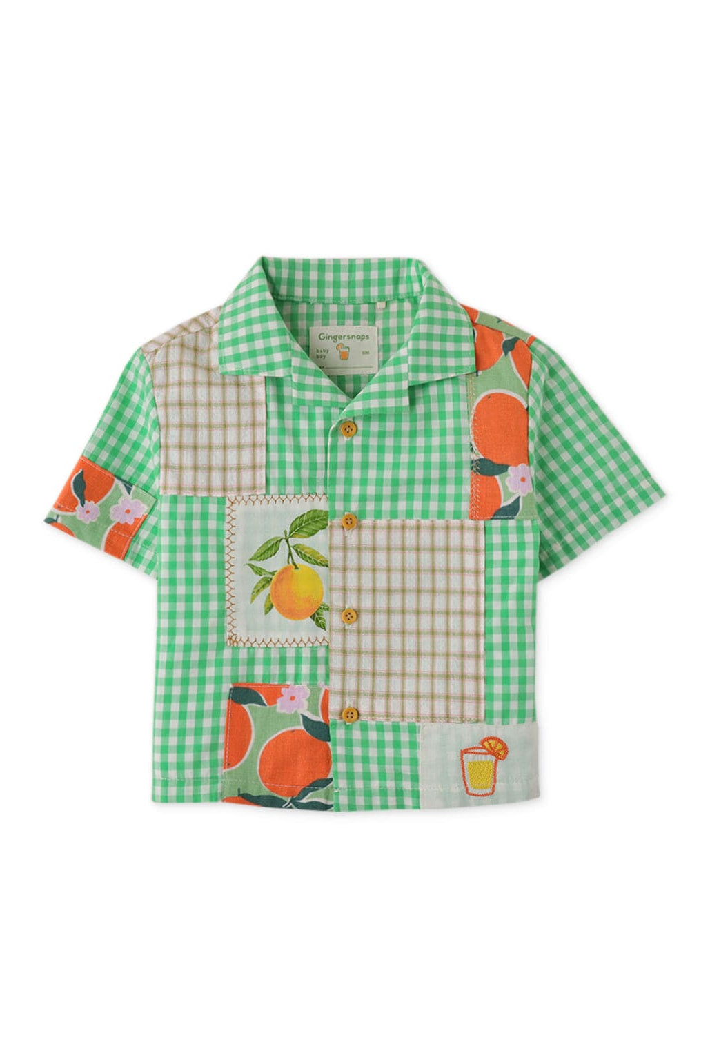 جينجرسنابس قميص بولو بيبي ولاد مربعات بأزرار أمامية