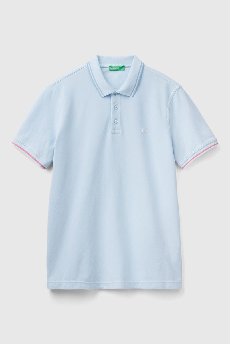 يونايتد كولورز اوف بينيتون تي شيرت بولو مخطط مع شعار مطرّز من قطن 100%