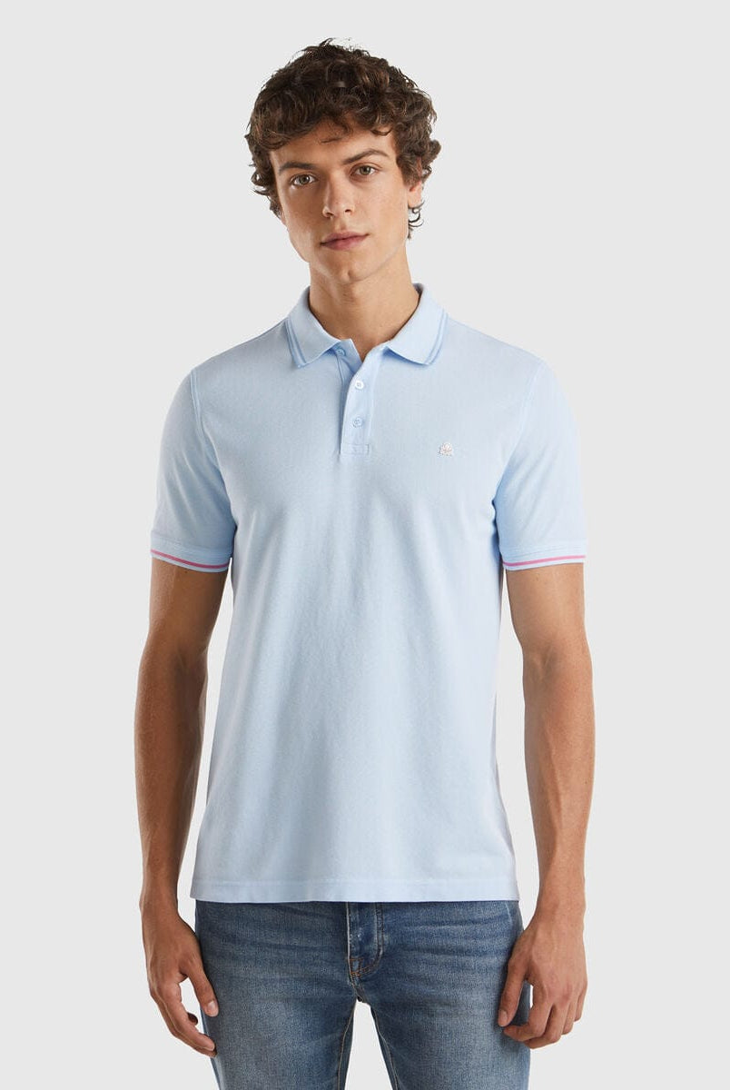يونايتد كولورز اوف بينيتون تي شيرت بولو مخطط مع شعار مطرّز من قطن 100%