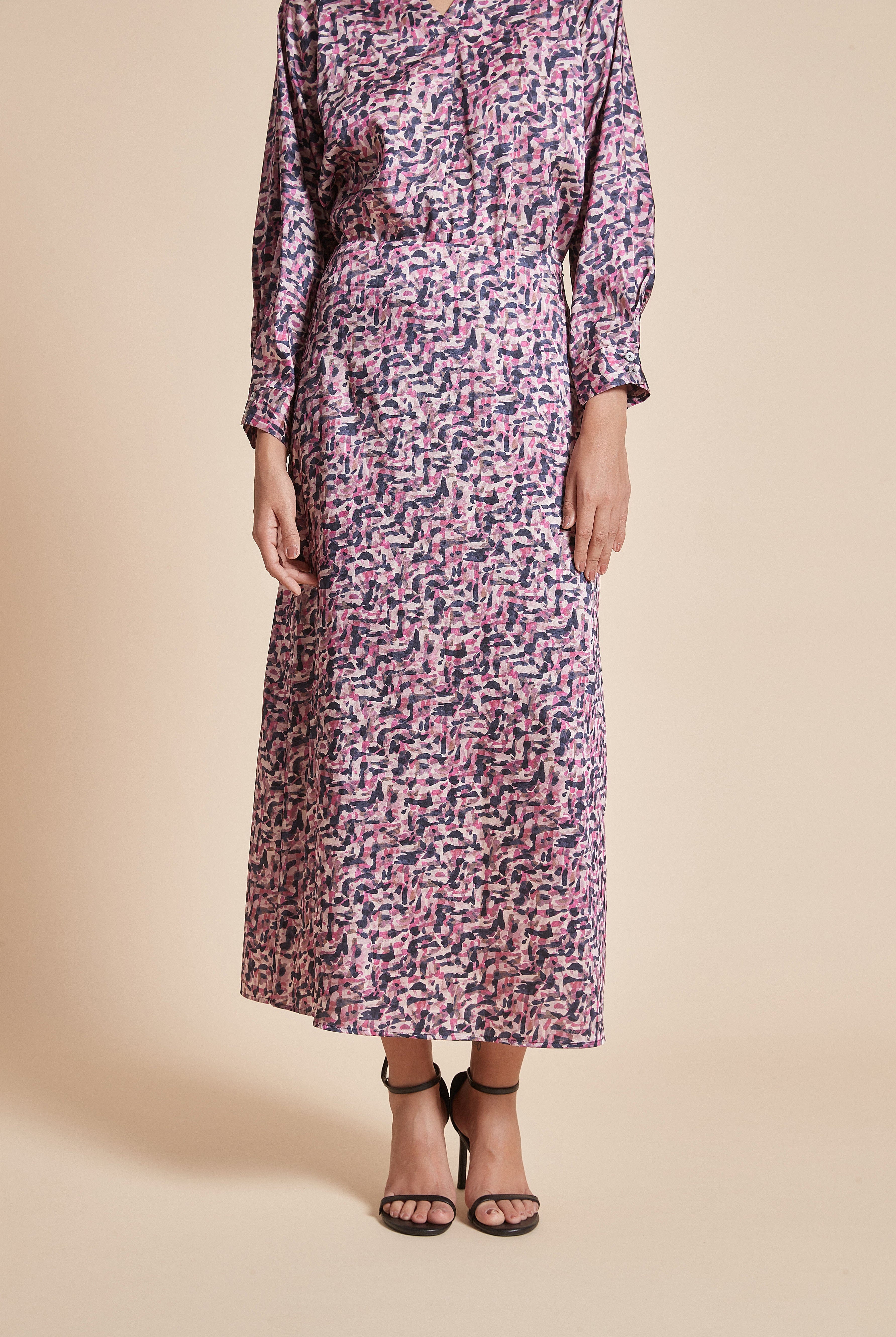 يولا تنورة نسائية ميدي منقوشة