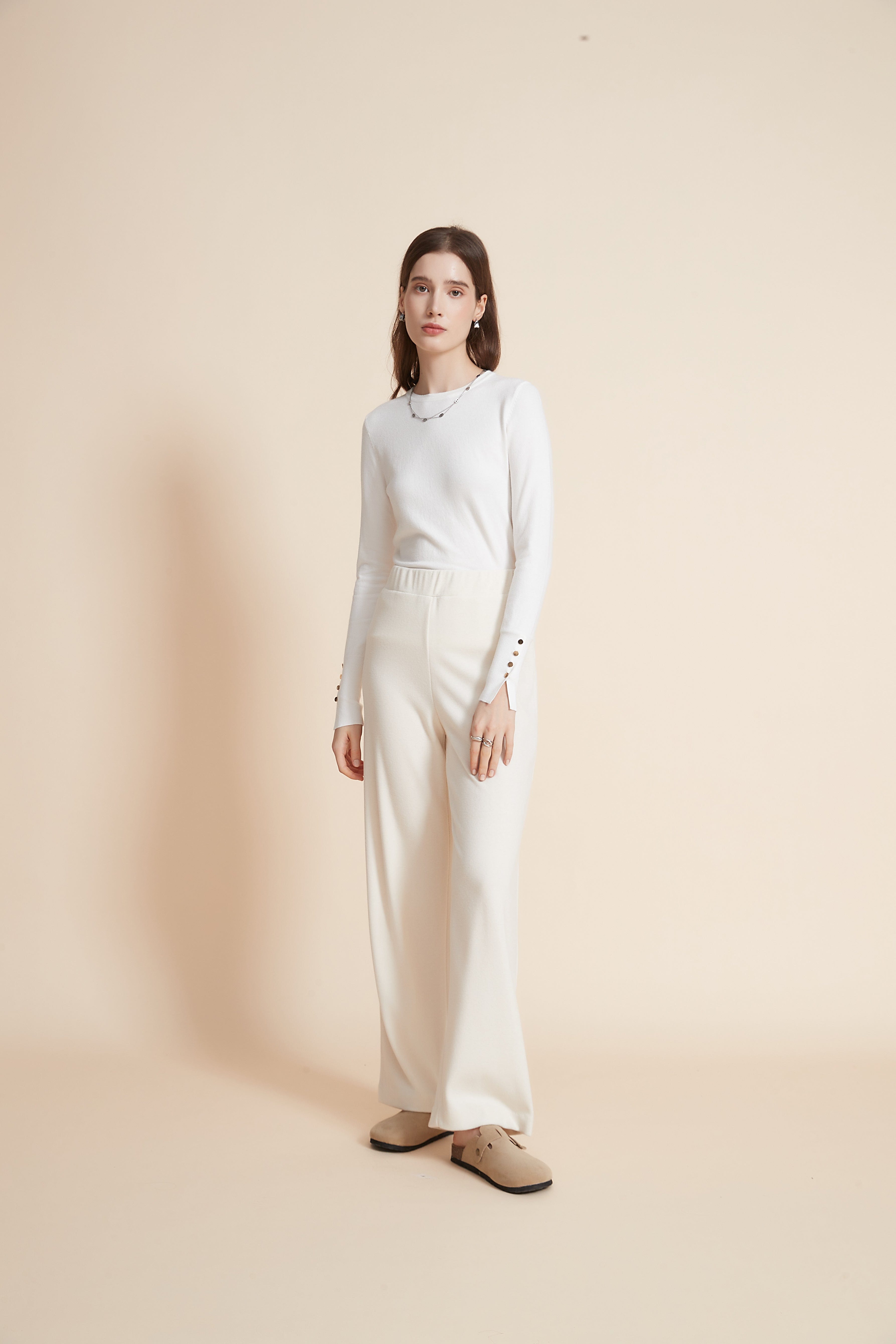 يولا بنطلون نسائي طويل سادة برجل واسعة