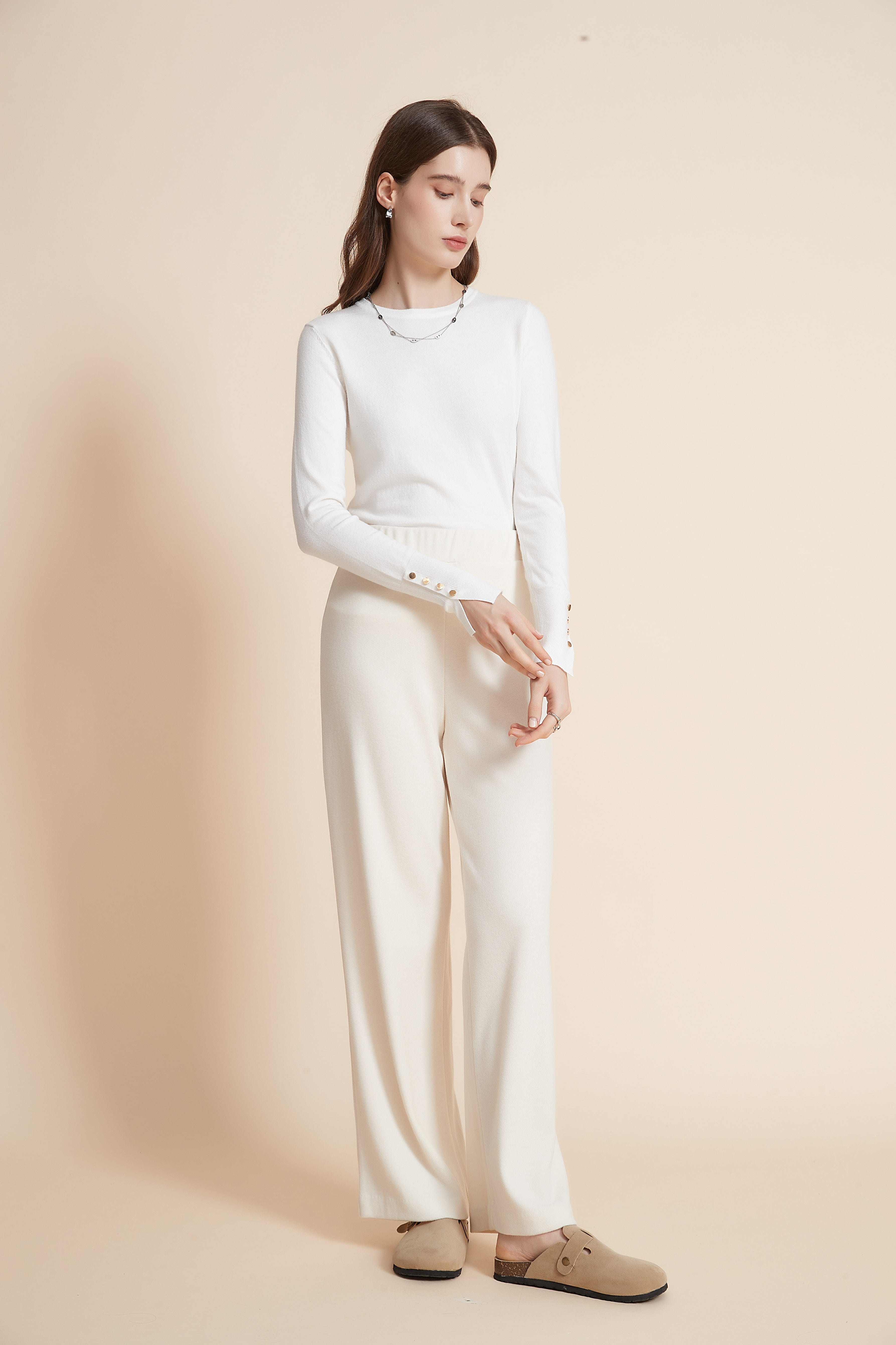 يولا بنطلون نسائي طويل سادة برجل واسعة