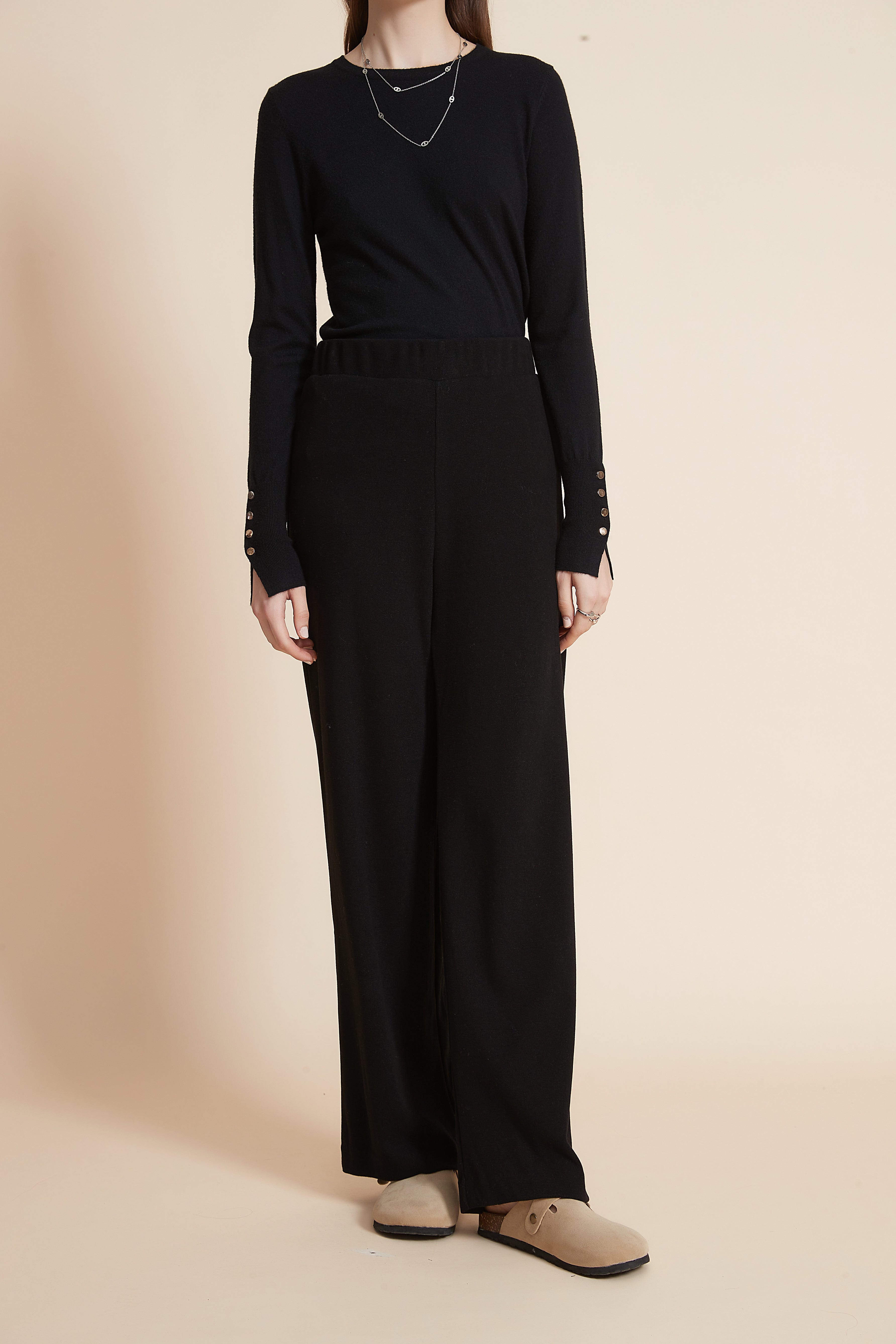 يولا بنطلون نسائي طويل سادة برجل واسعة