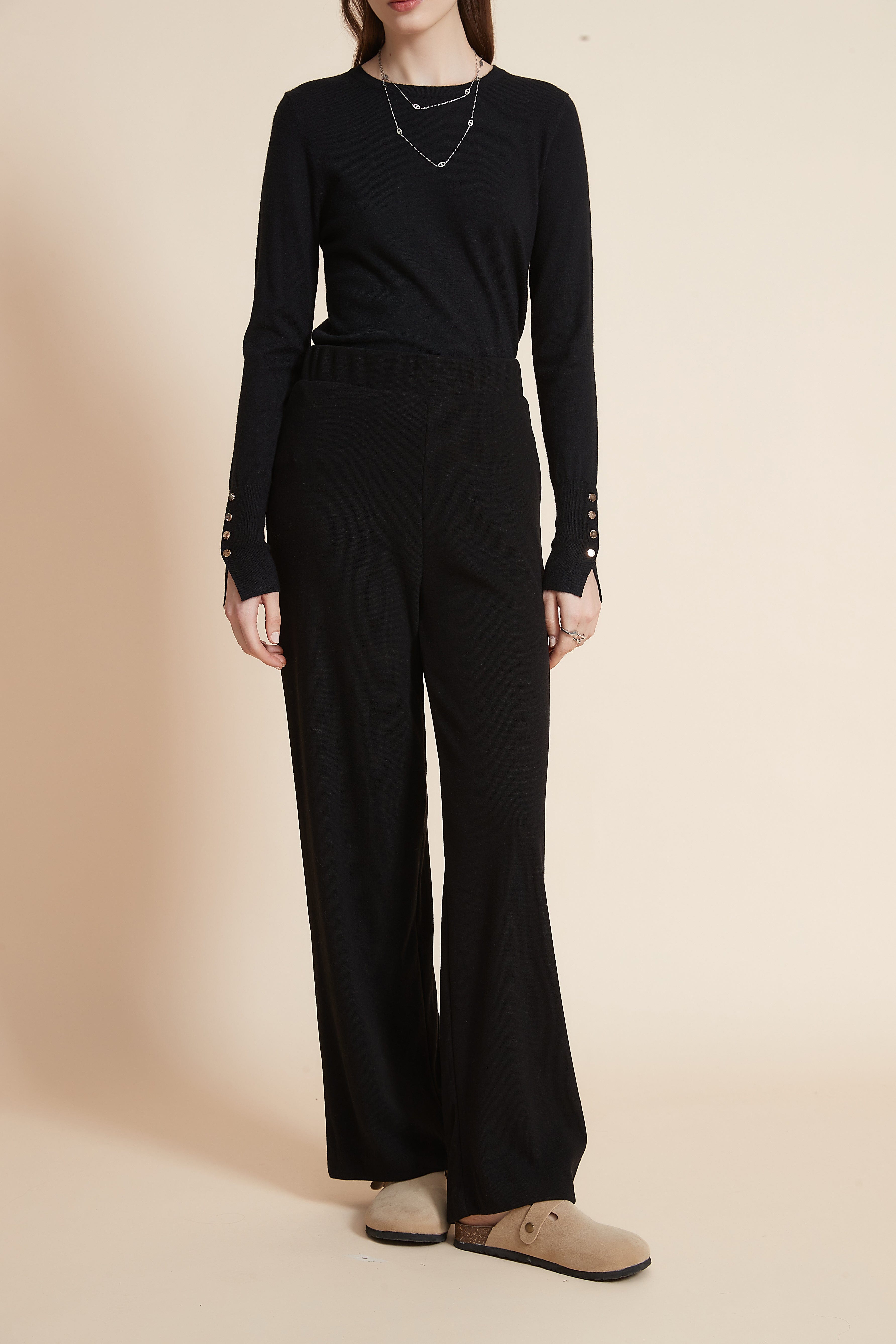 يولا بنطلون نسائي طويل سادة برجل واسعة