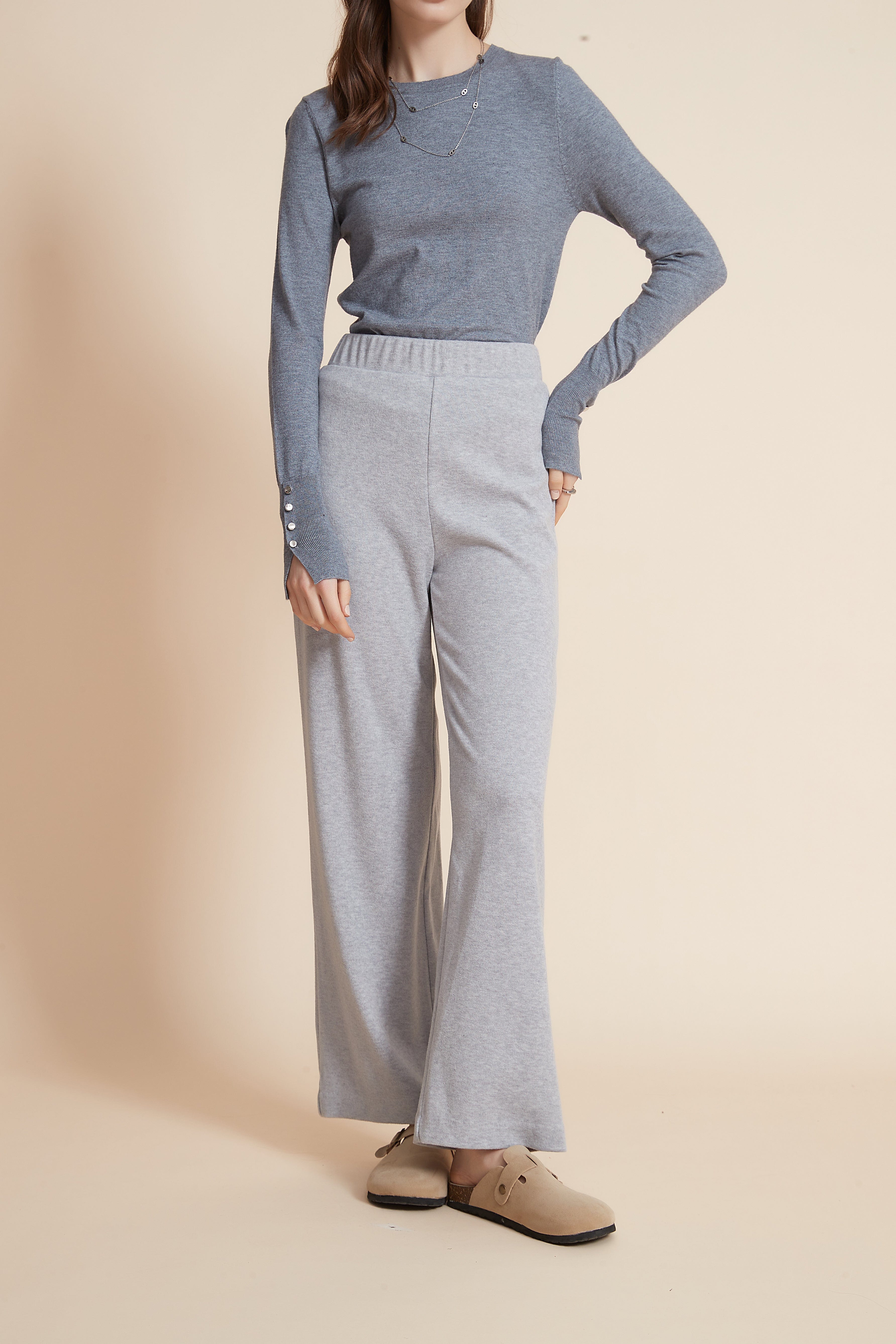 يولا بنطلون نسائي طويل سادة برجل واسعة