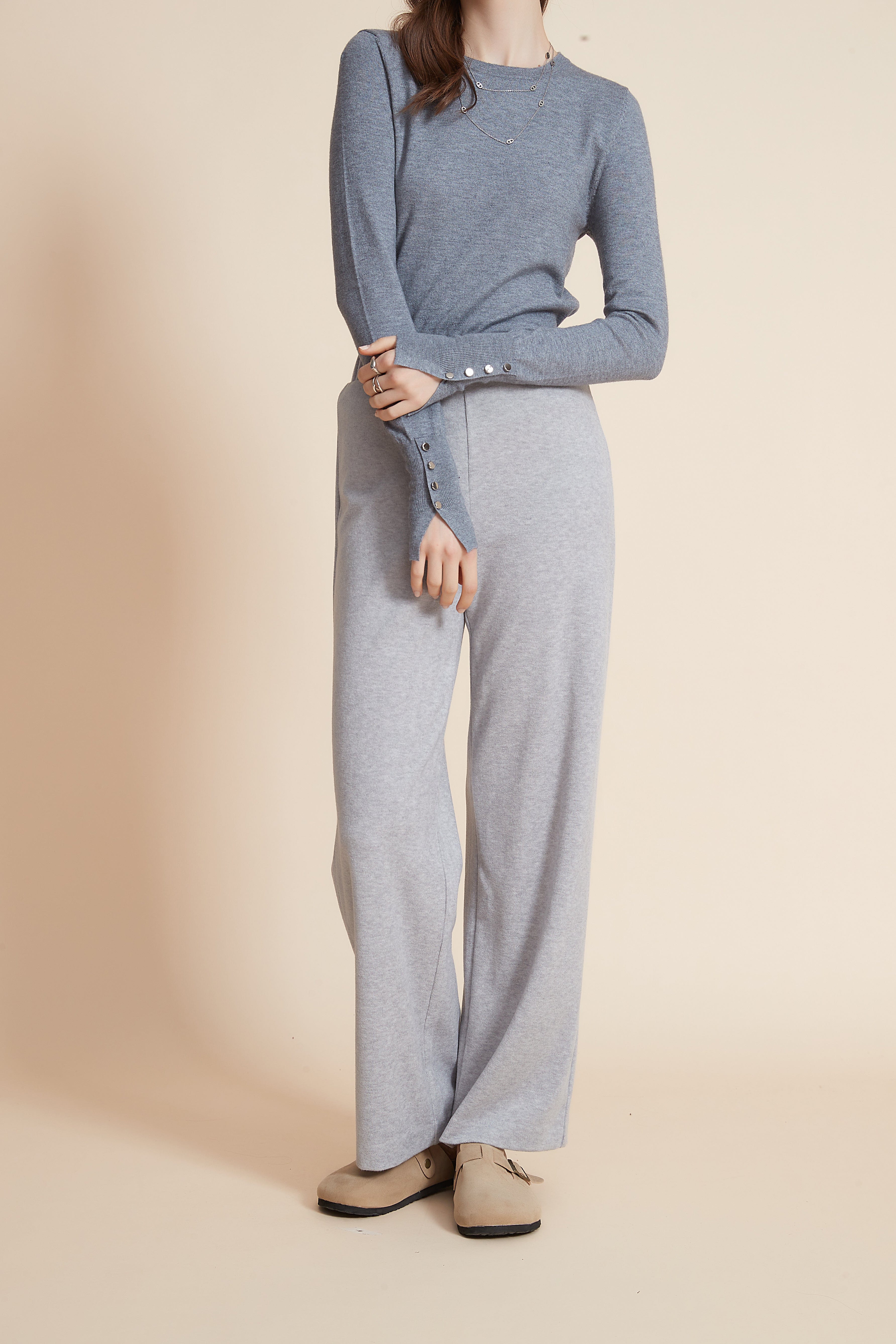 يولا بنطلون نسائي طويل سادة برجل واسعة