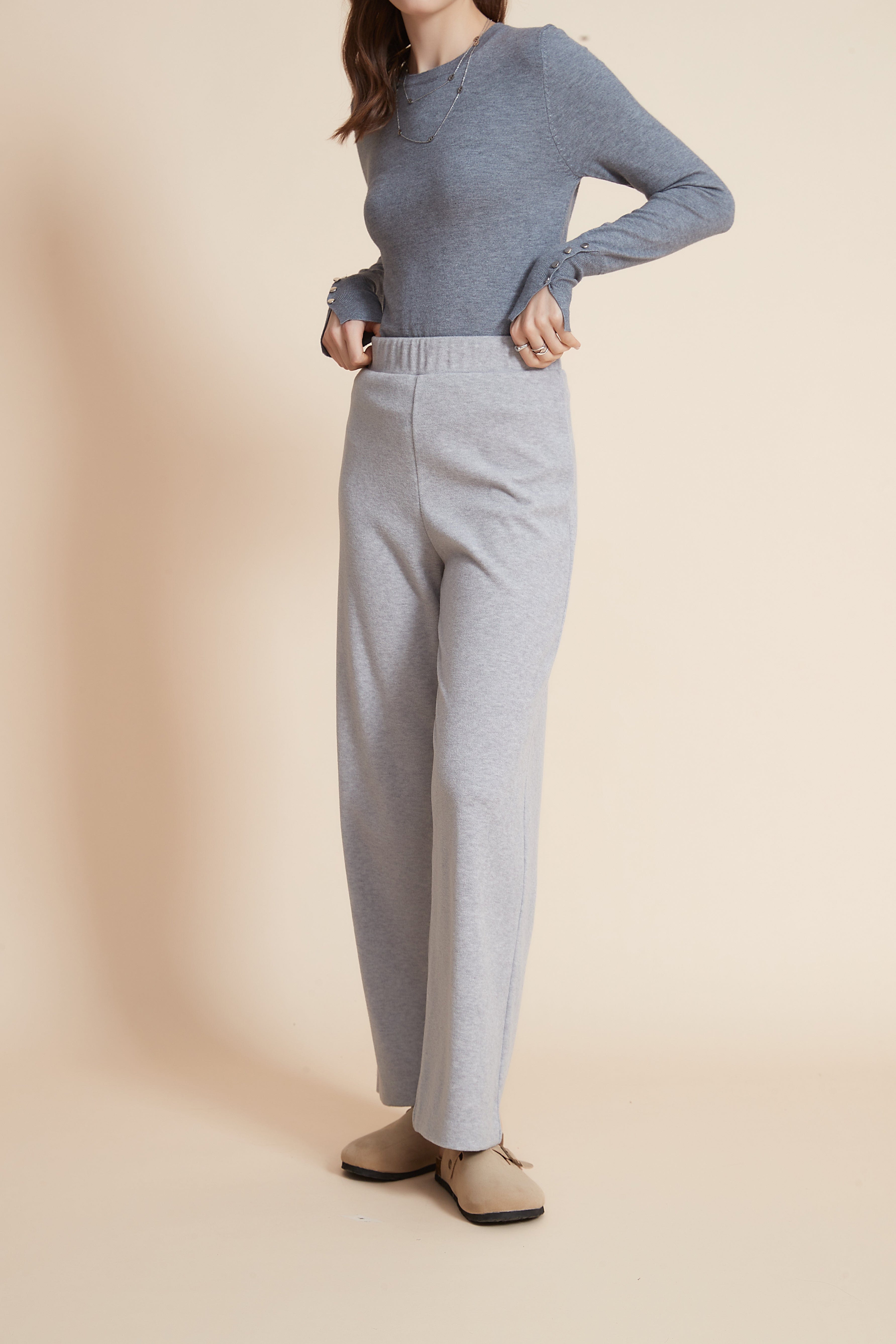 يولا بنطلون نسائي طويل سادة برجل واسعة