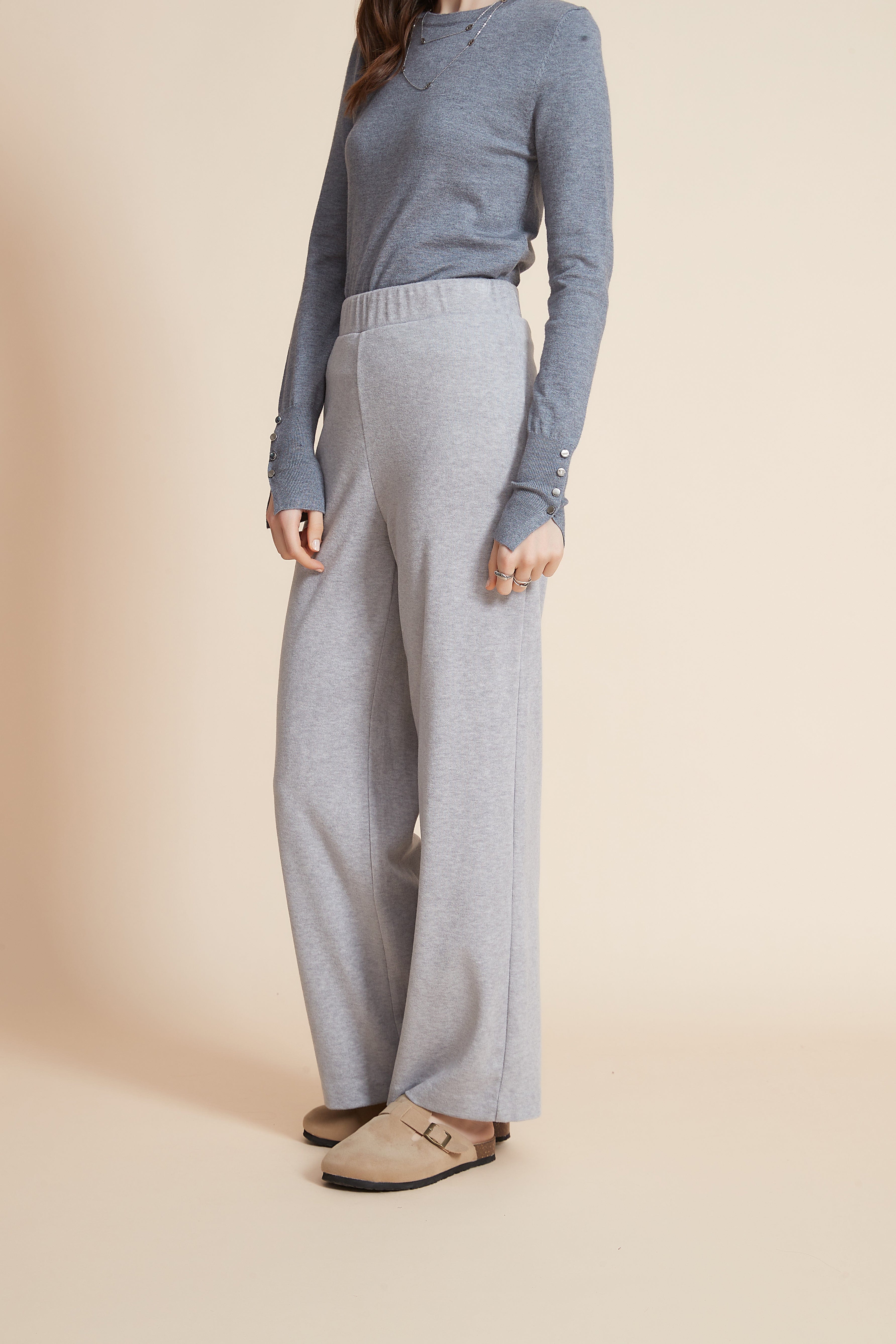 يولا بنطلون نسائي طويل سادة برجل واسعة