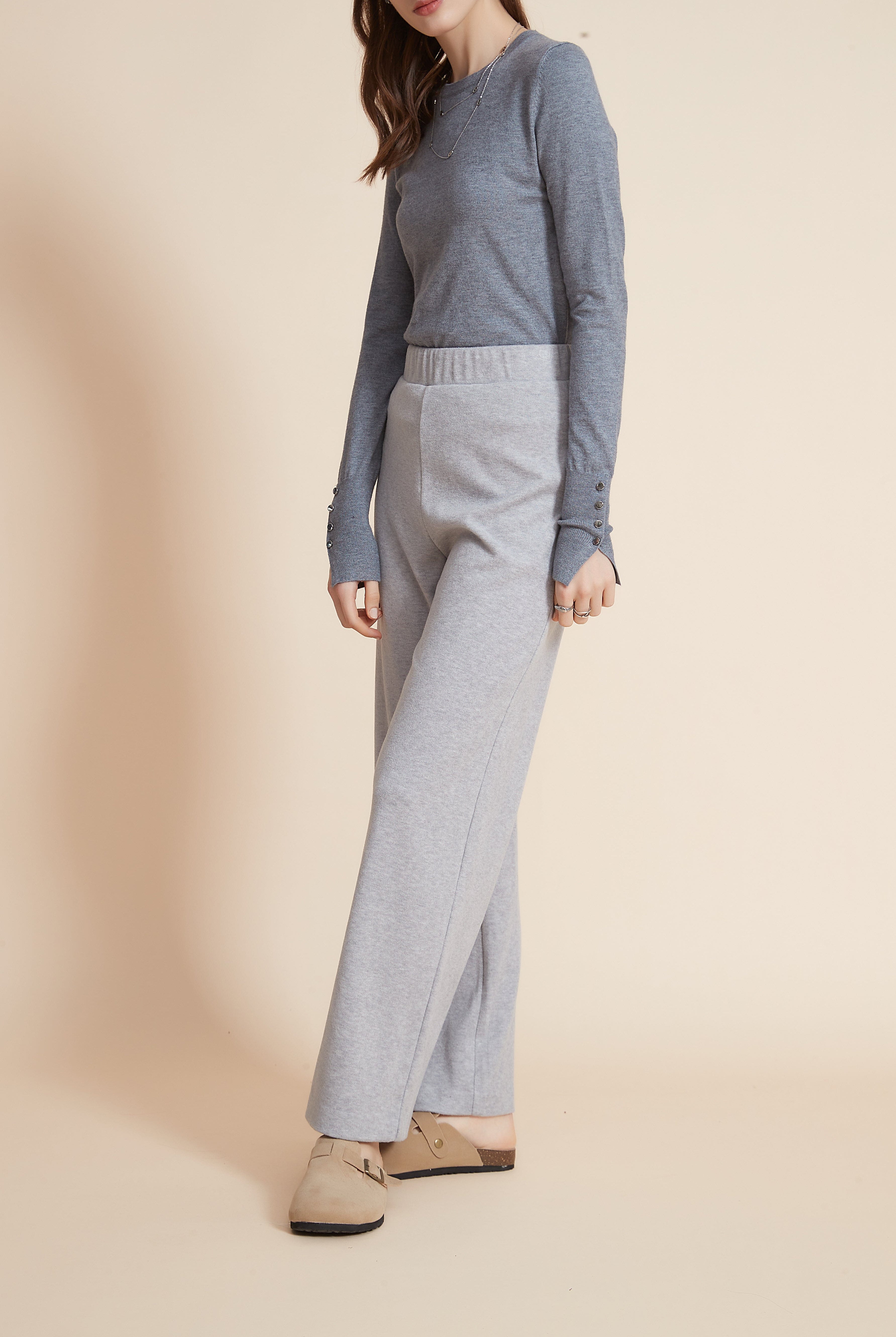 يولا بنطلون نسائي طويل سادة برجل واسعة