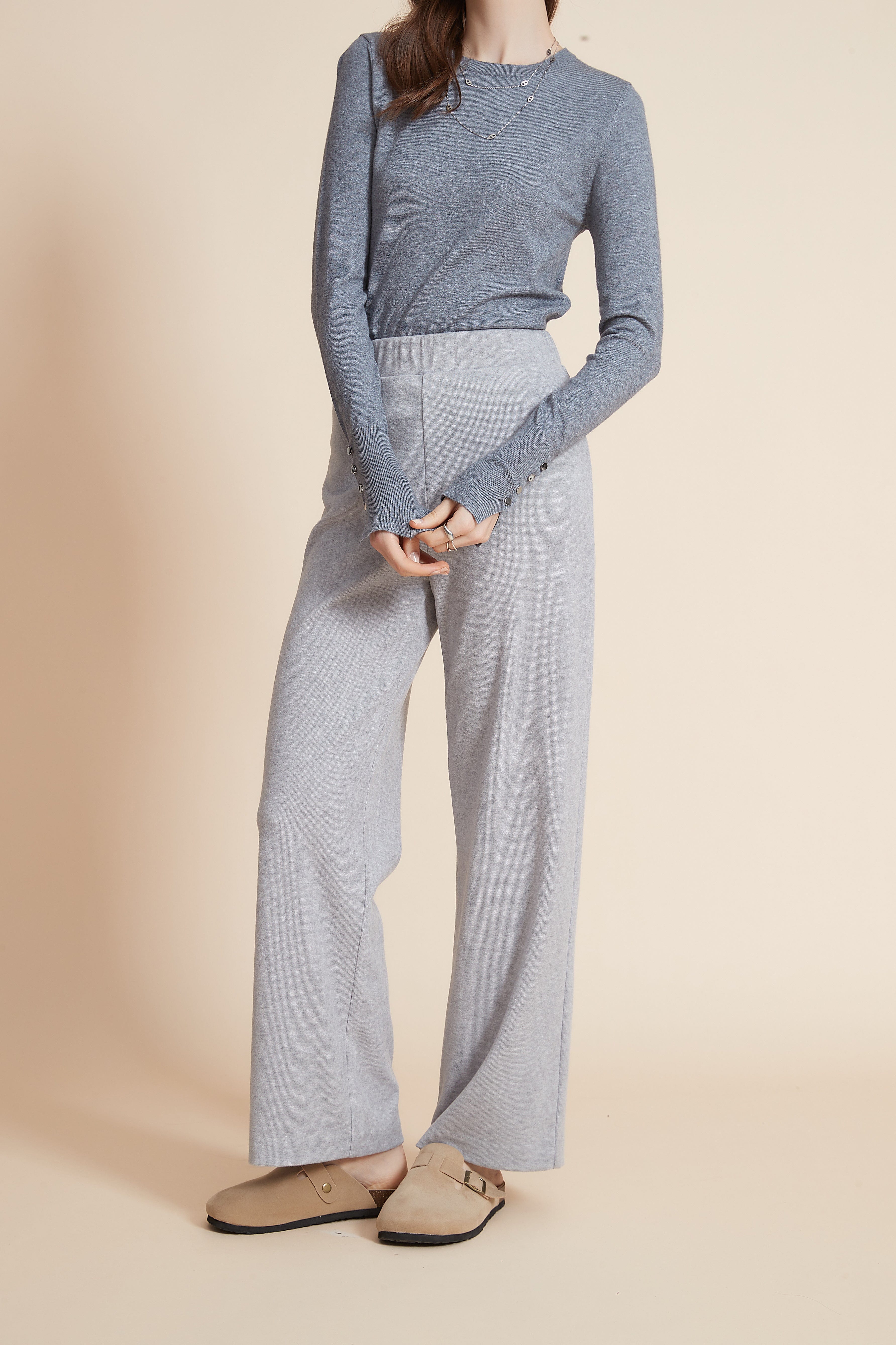 يولا بنطلون نسائي طويل سادة برجل واسعة