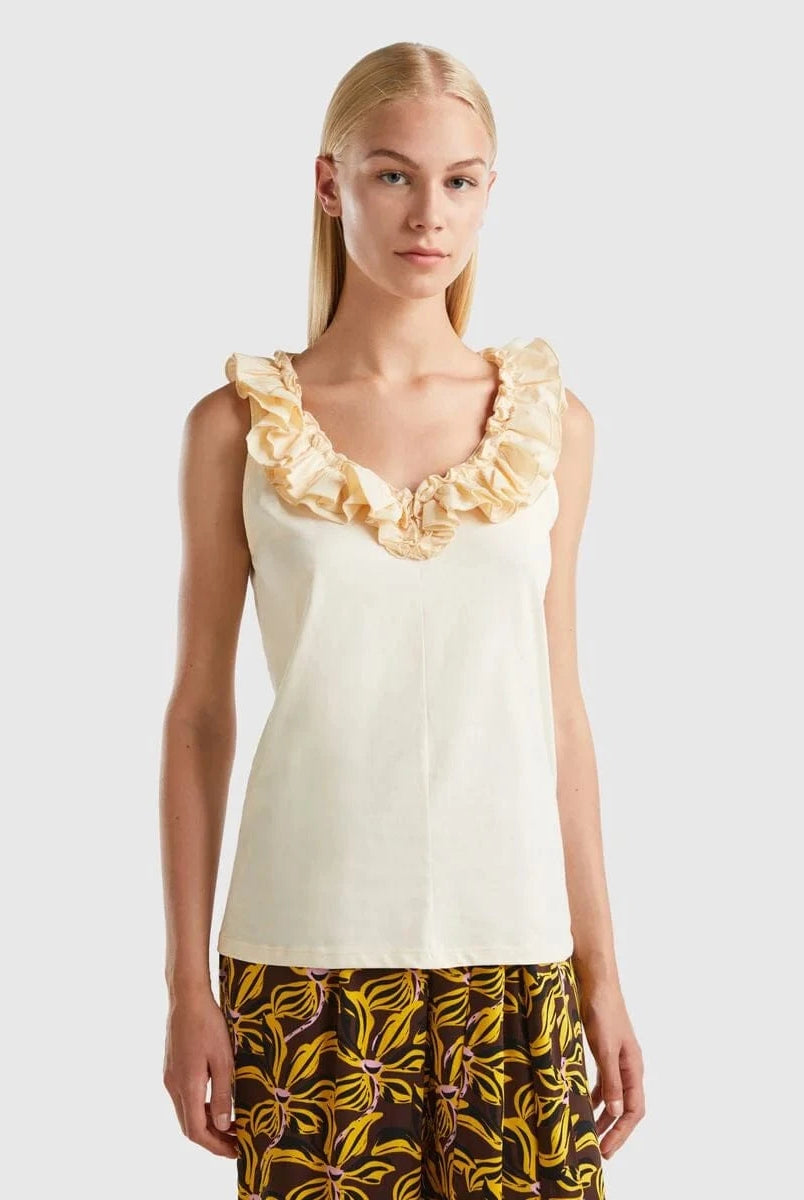 يونايتد كولورز اوف بينيتون تانك توب نسائي بدون أكمام ومزخرف