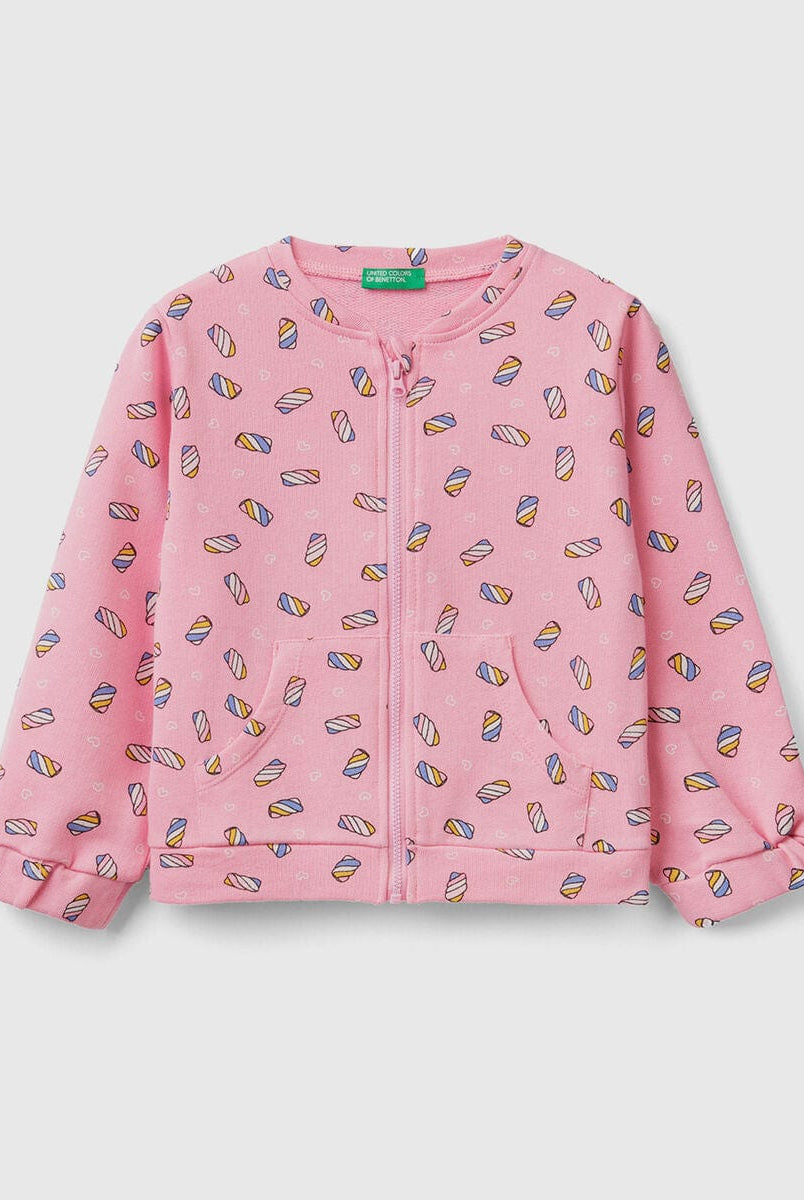 يونايتد كولورز اوف بينيتون سويت شيرت بناتي مزخرف بسحاب