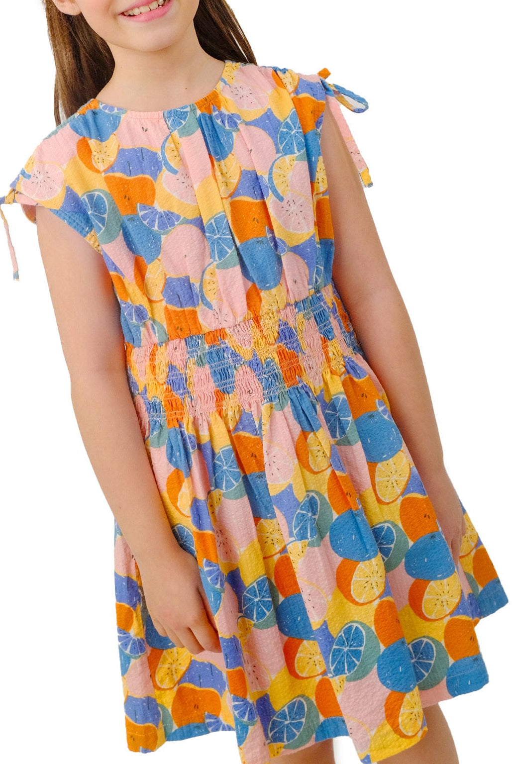 جينجرسنابس فستان ميدي مزين بفاكهة كم قصير مخصر بناتي