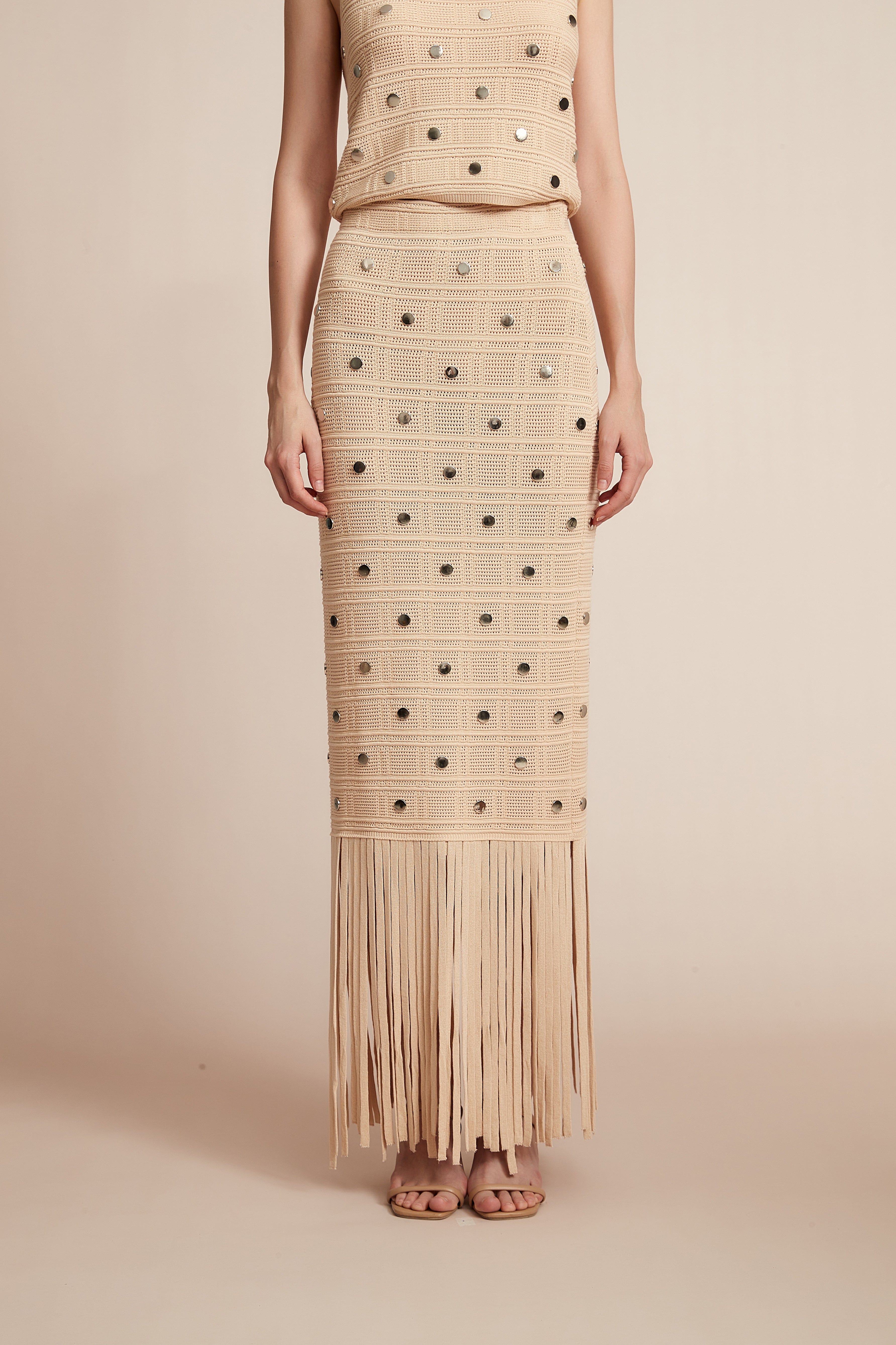 يولا تنورة نسائية مخصرة مرصعة فصوص