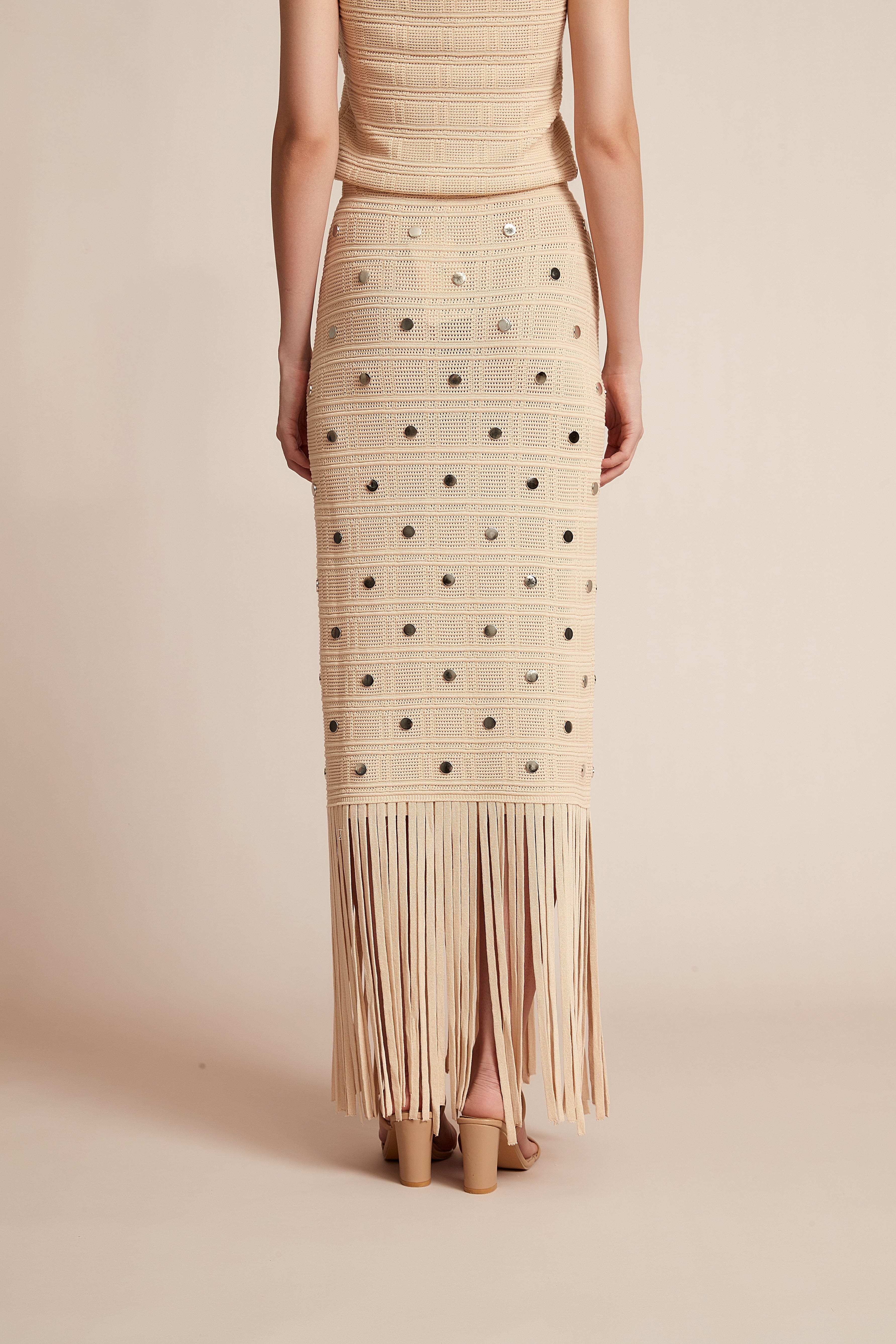 يولا تنورة نسائية مخصرة مرصعة فصوص