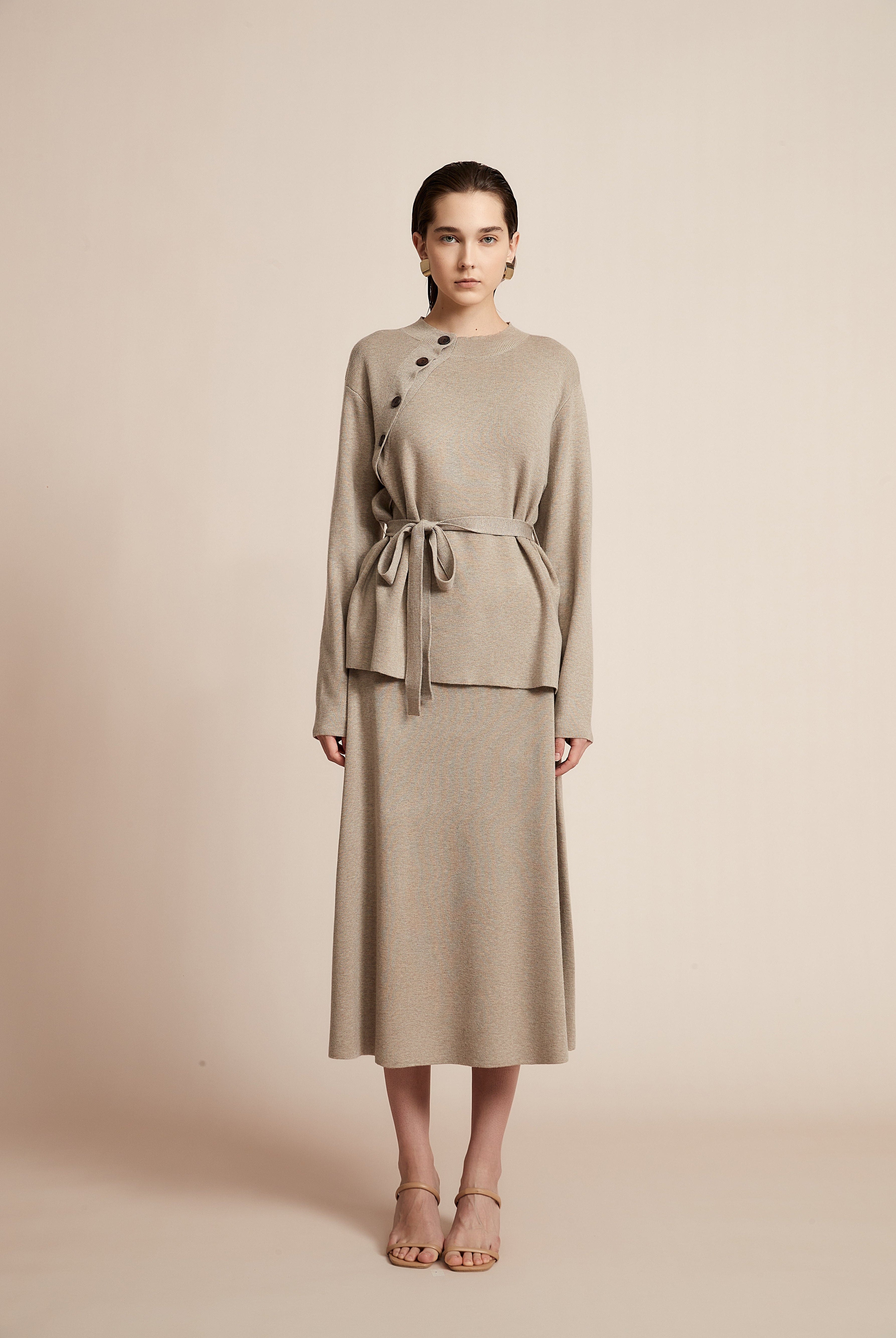 يولا تنورة نسائية ميدي سادة واسعة