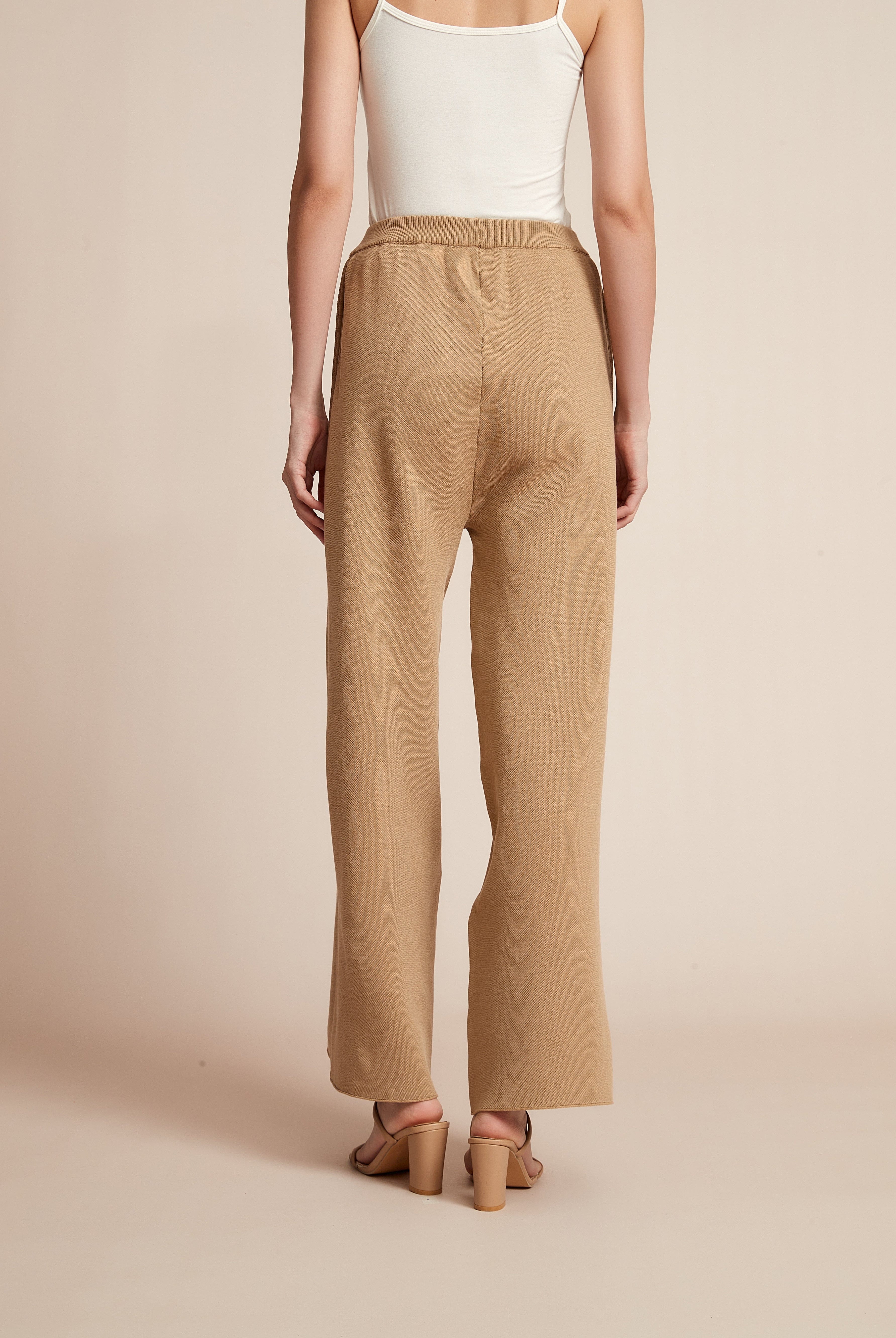 يولا بنطلون نسائي واسع سادة برجل طويلة مخصر