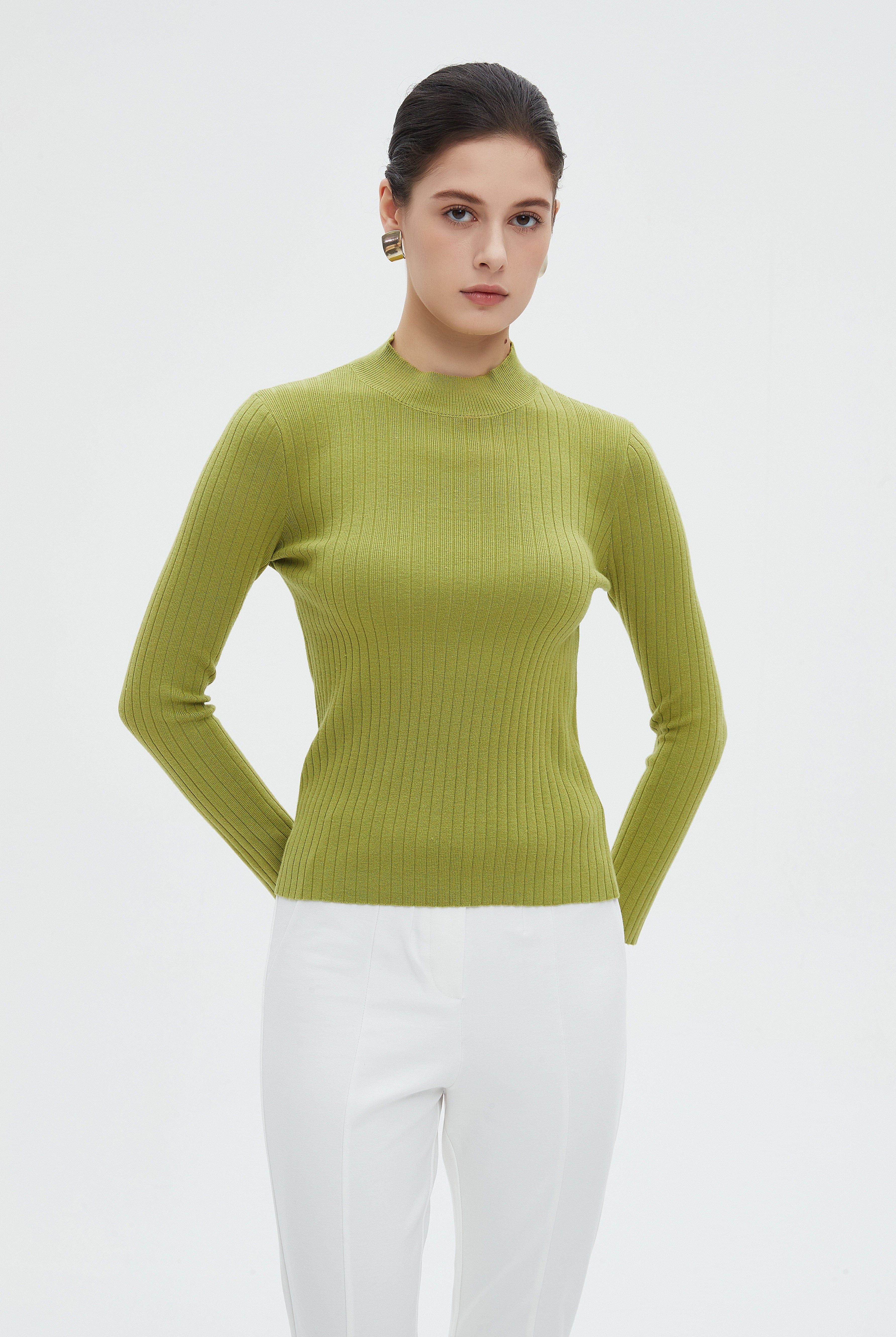 ميكا بلوزة نسائية شتوية طويلة باكمام طويلة ورقبة عالية