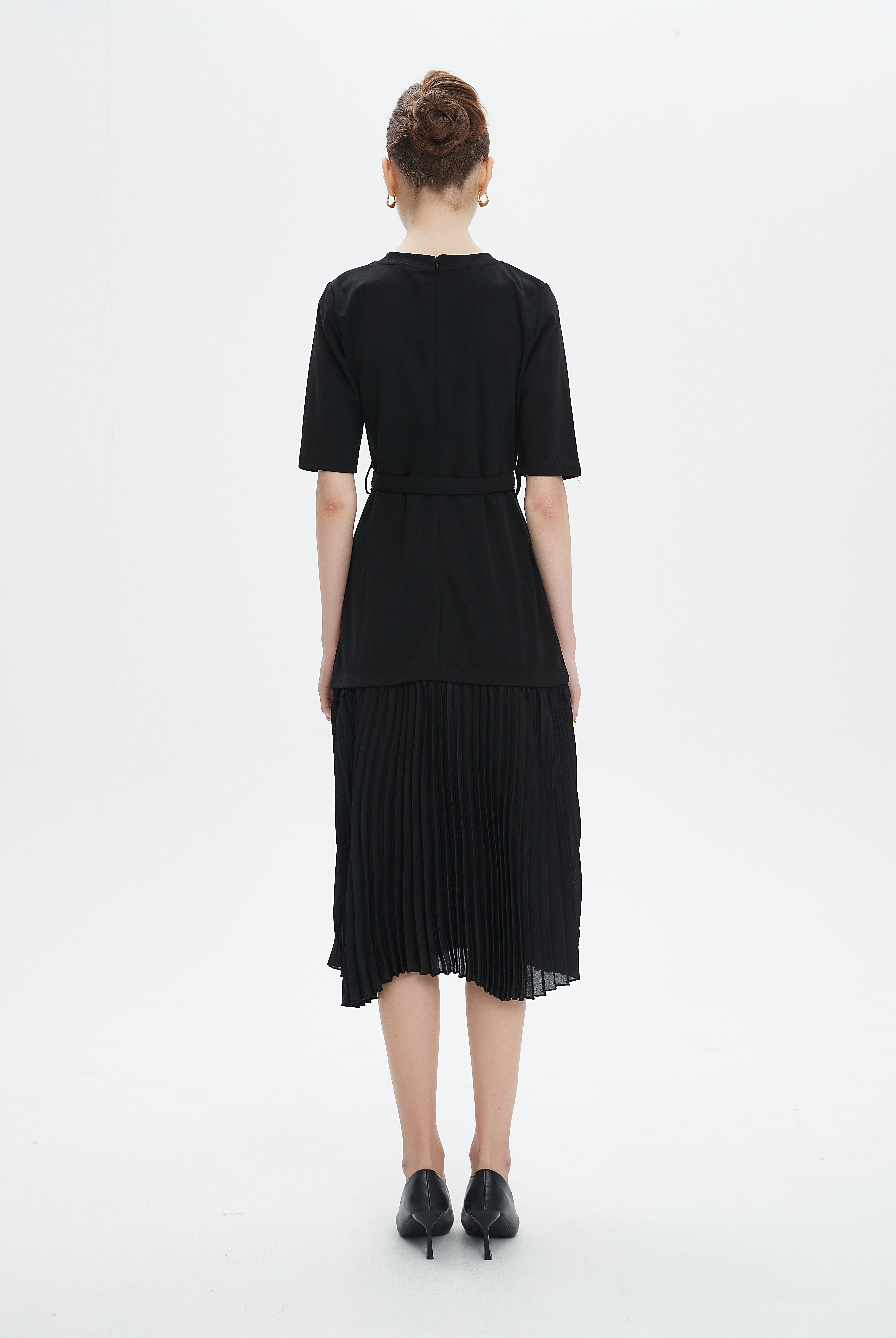 نتشي فستان ميدي نسائي مزين بليسية من الأسفل