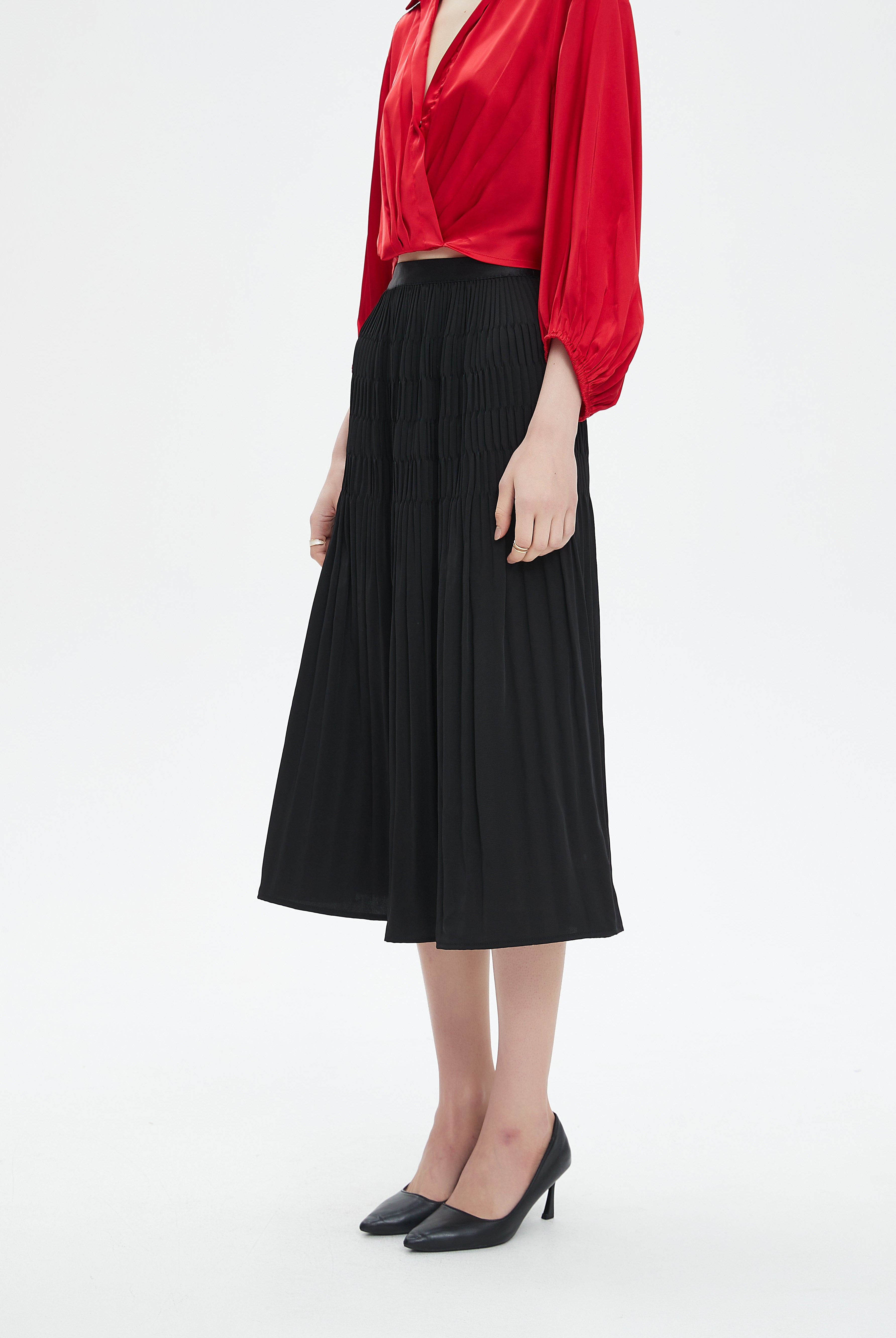 نتشي تنورة ميدي نسائية بخصر مطاطي