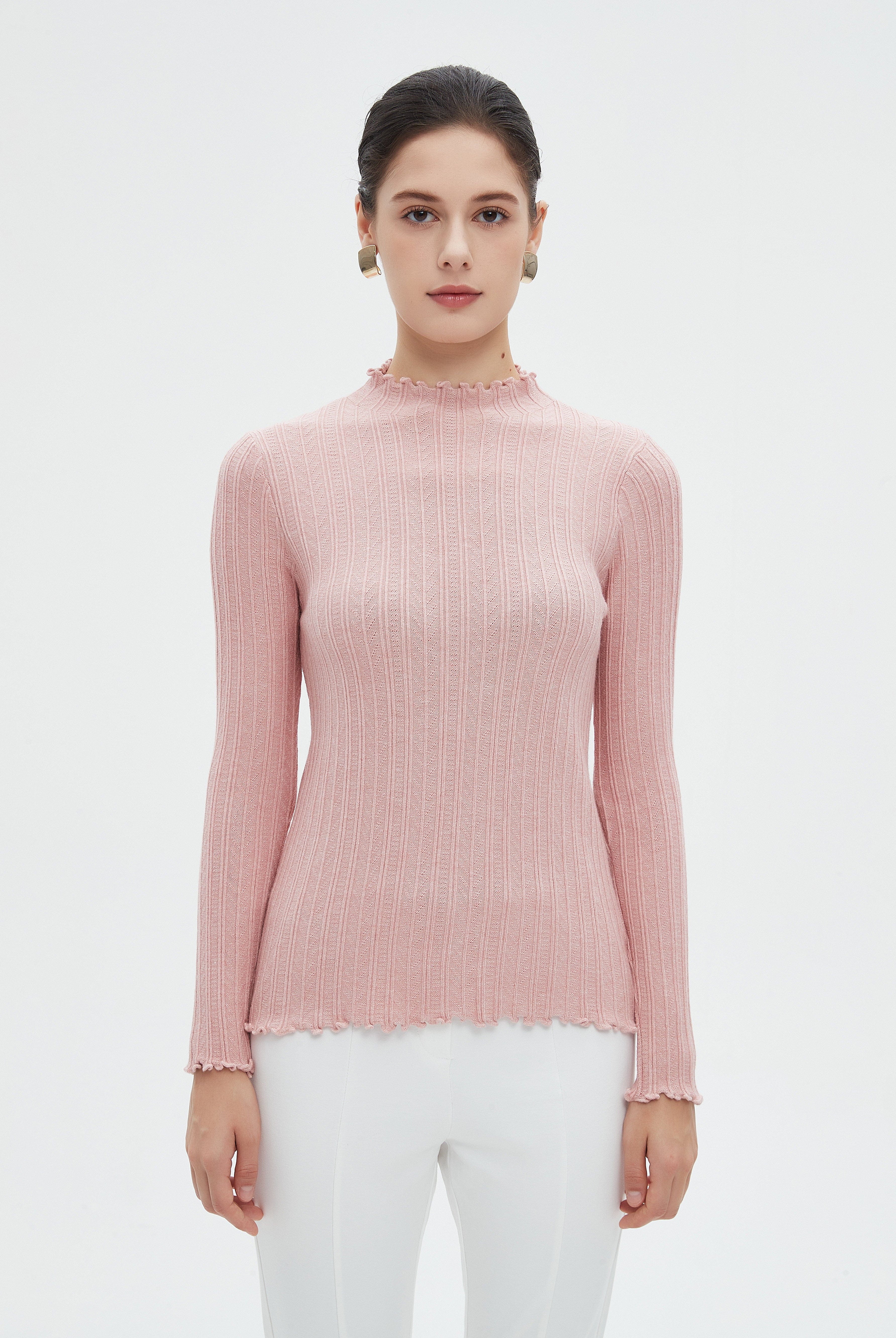 ميكا بلوزة نسائية شتوية طويلة باكمام طويلة ورقبة عالية