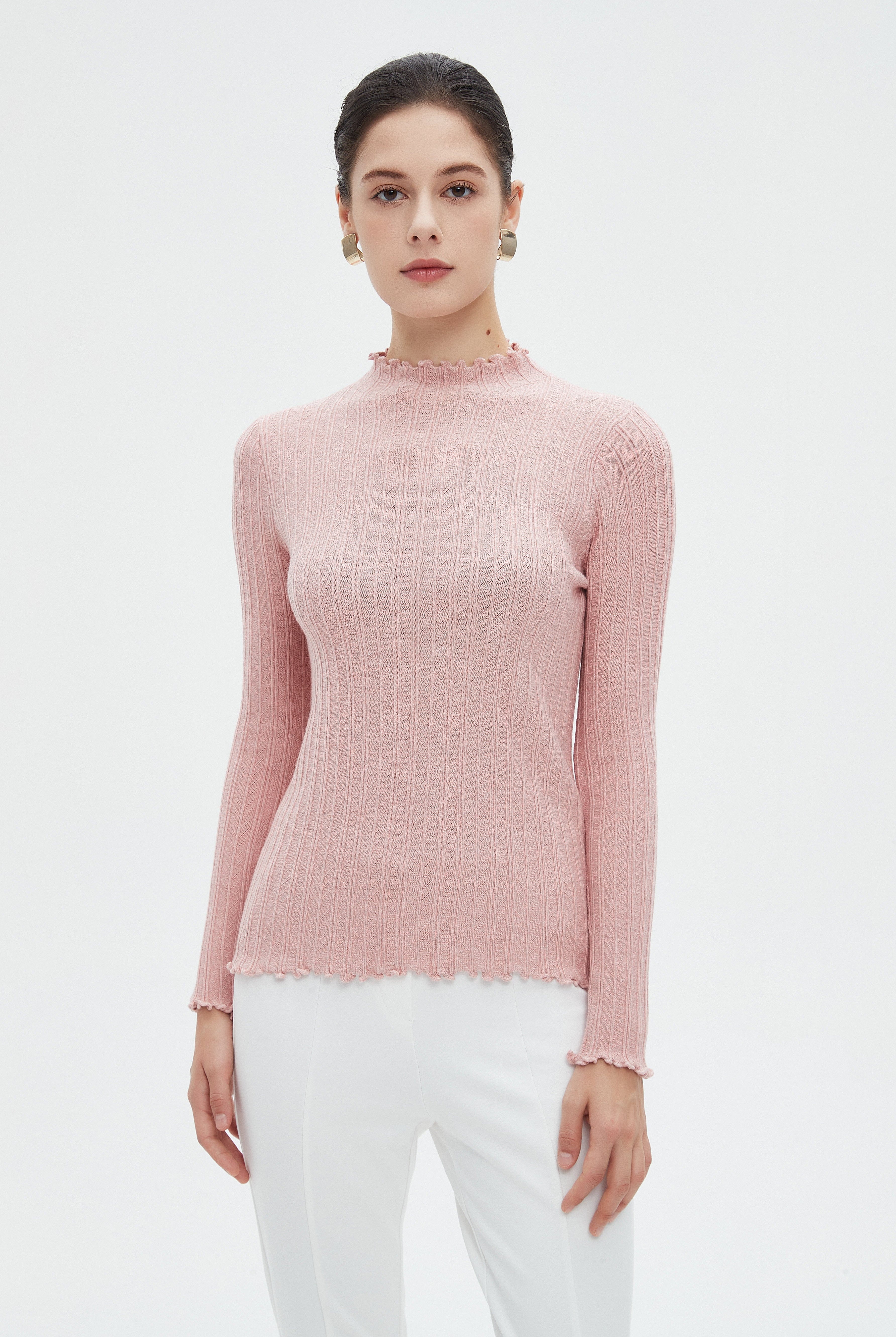 ميكا بلوزة نسائية شتوية طويلة باكمام طويلة ورقبة عالية