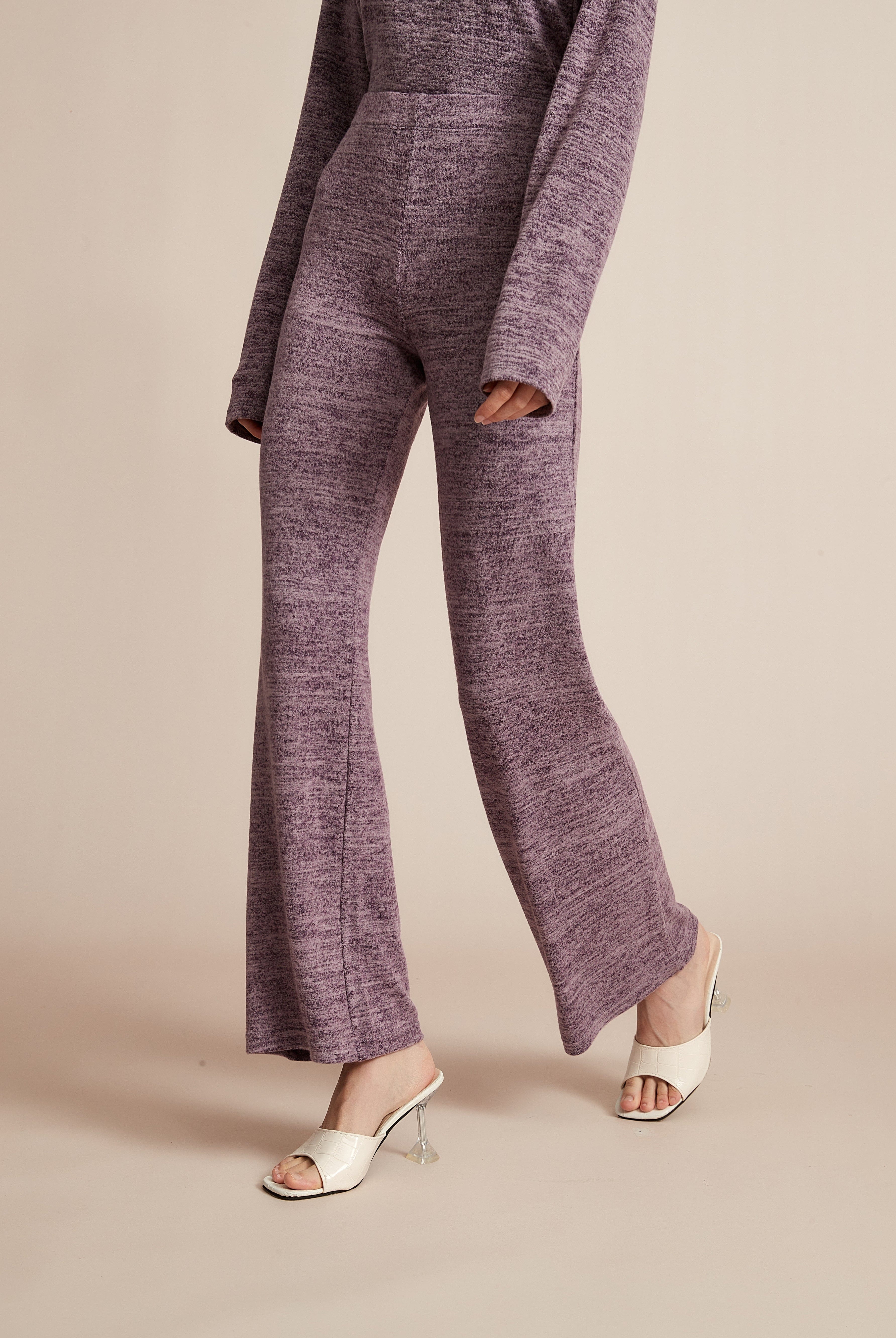 يولا بنطلون نسائي سادة برجل واسعة شتوي