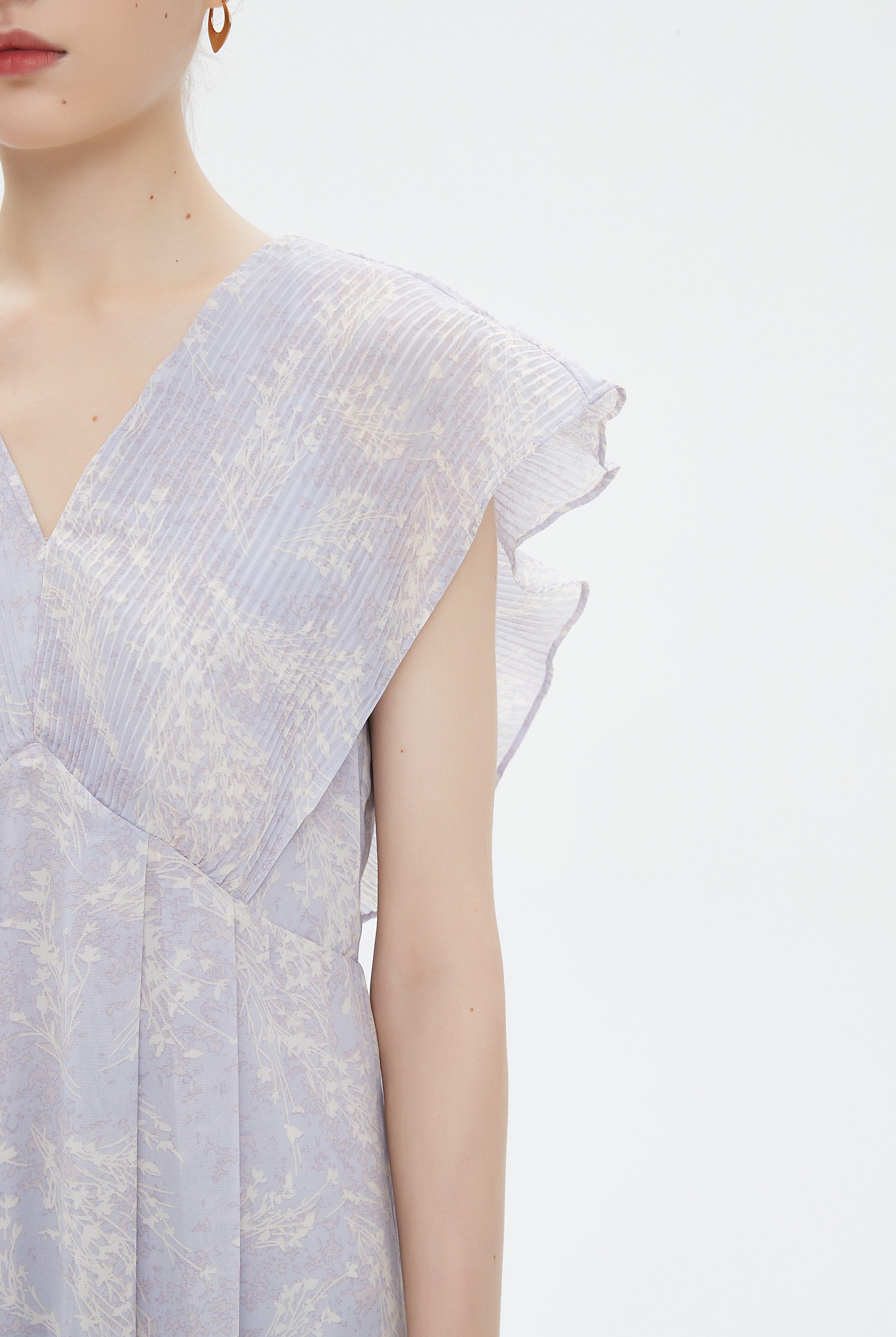 نتشي فستان ميدي بدون أكمام وبفتحة سبعة مشجر نسائي