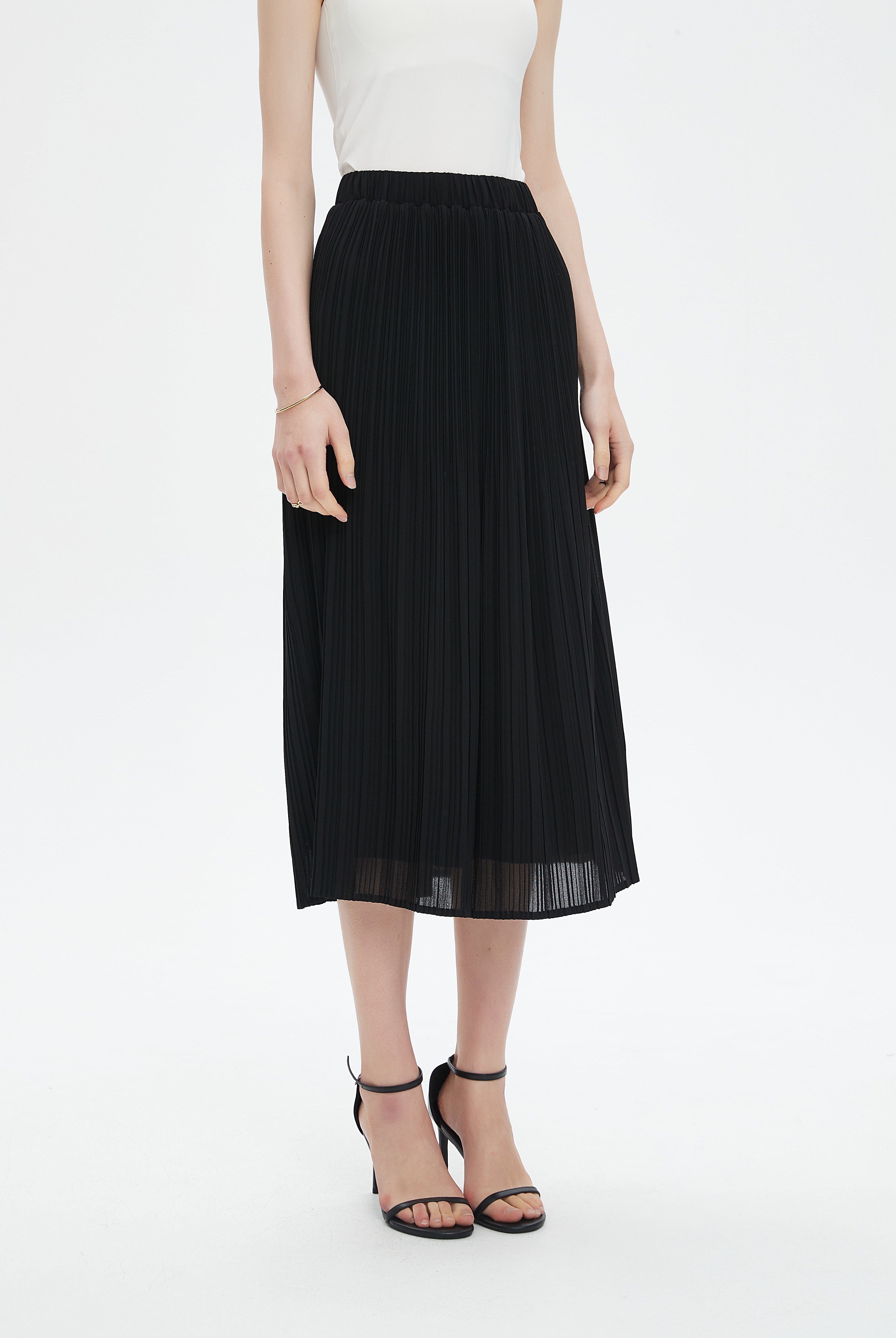 نتشي تنورة ميدي نسائية مطاطة بليسية